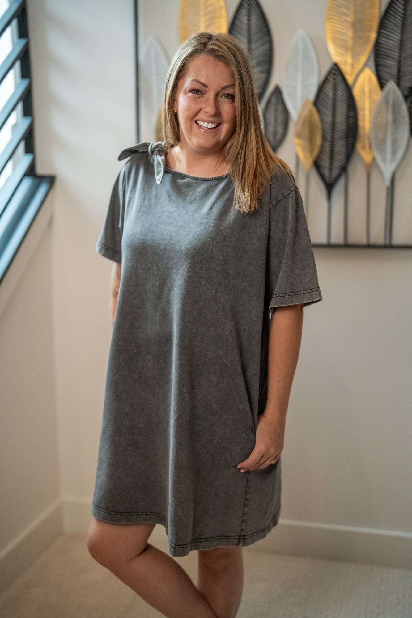 Bow Shoulder Knit Dress