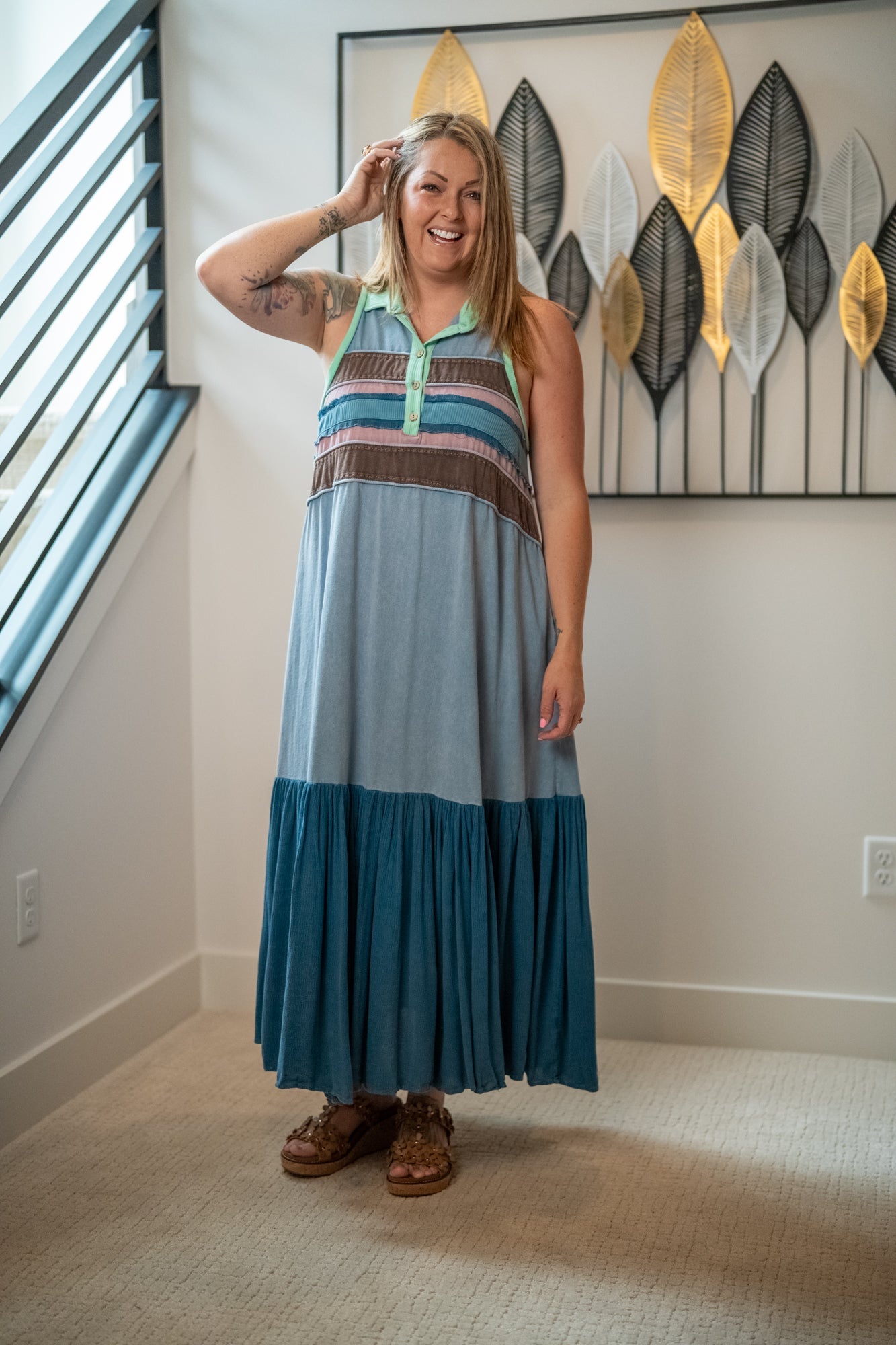 Oli & Hali Sleeveless Colorblock Maxi Dress