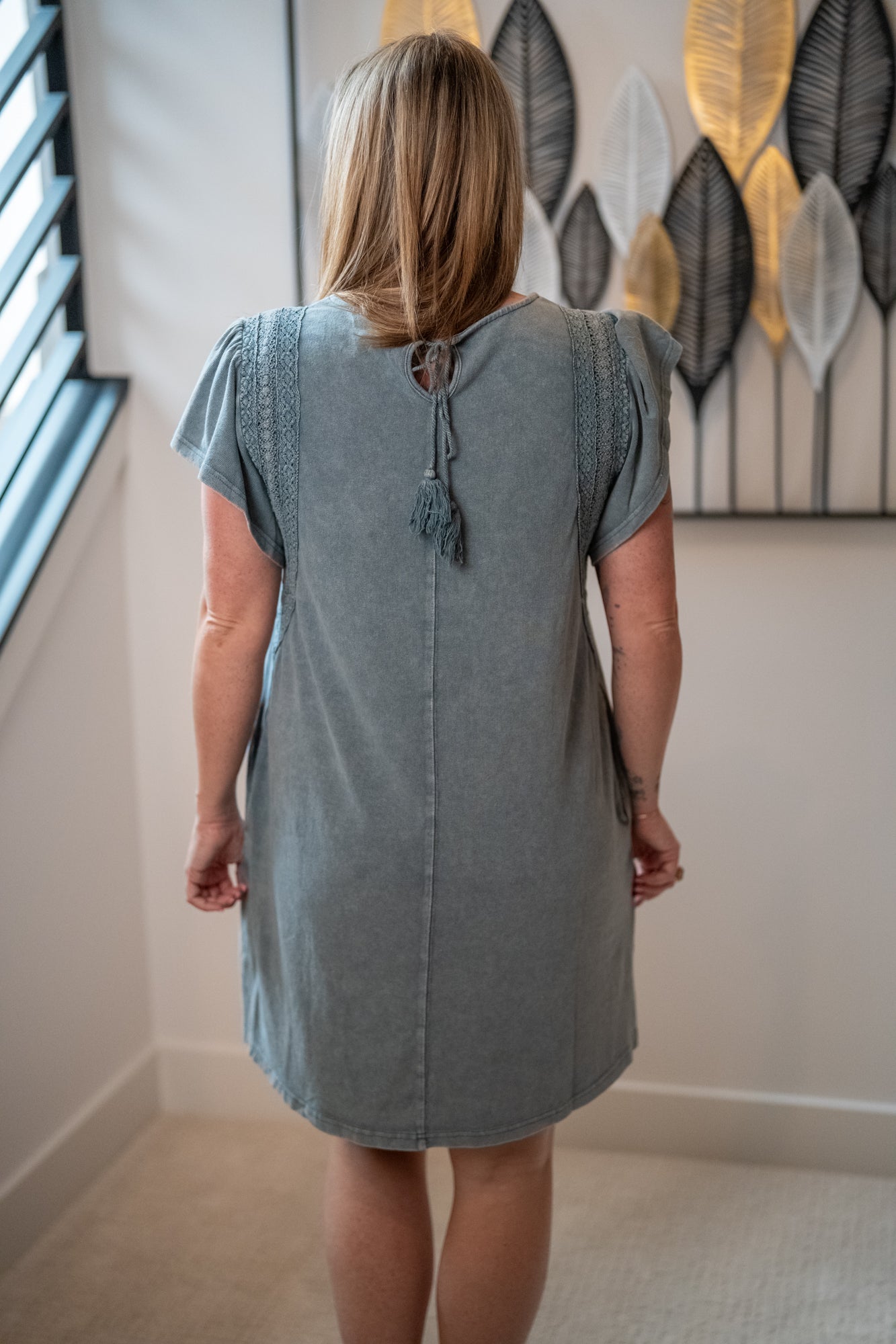 Easel Wing Sleeve Mineral Washed Dress