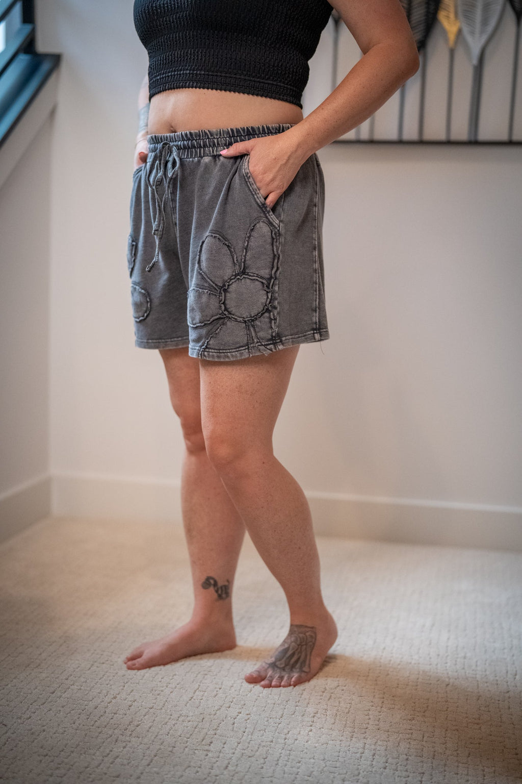 Flower Patch Mineral Washed Terry Knit Shorts