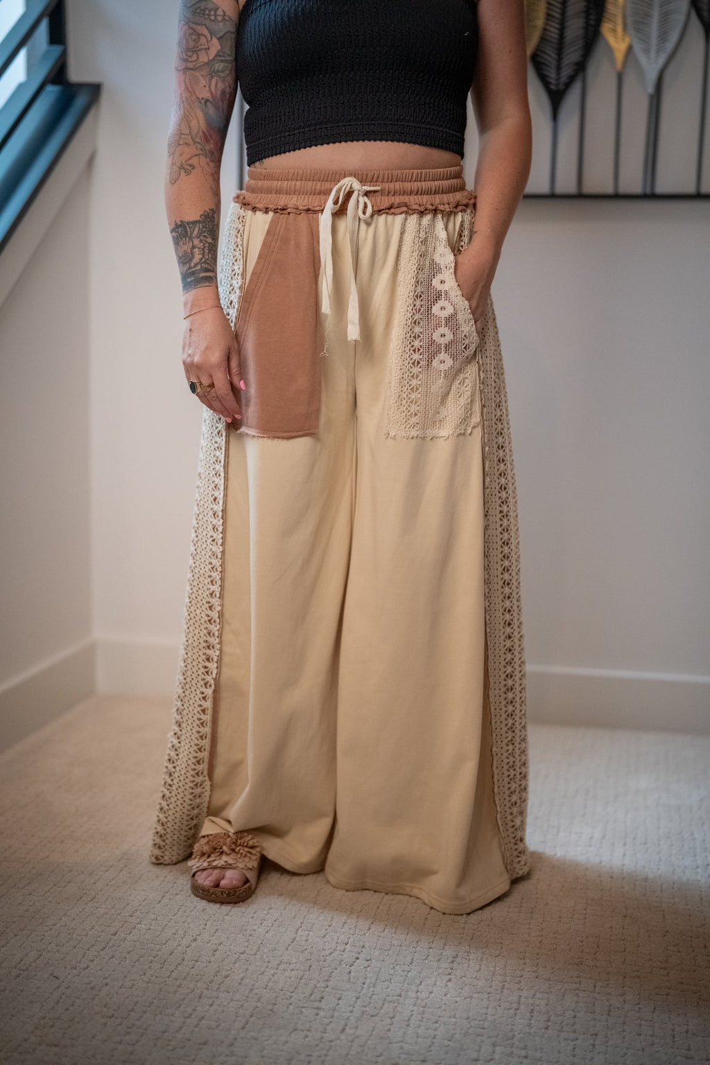 Lace Patchwork Maxi Pants
