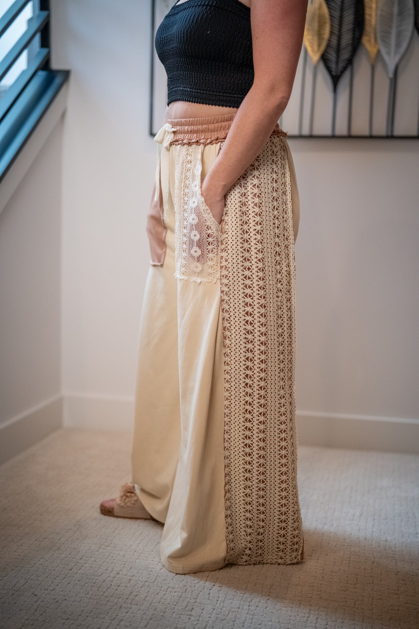 Lace Patchwork Maxi Pants