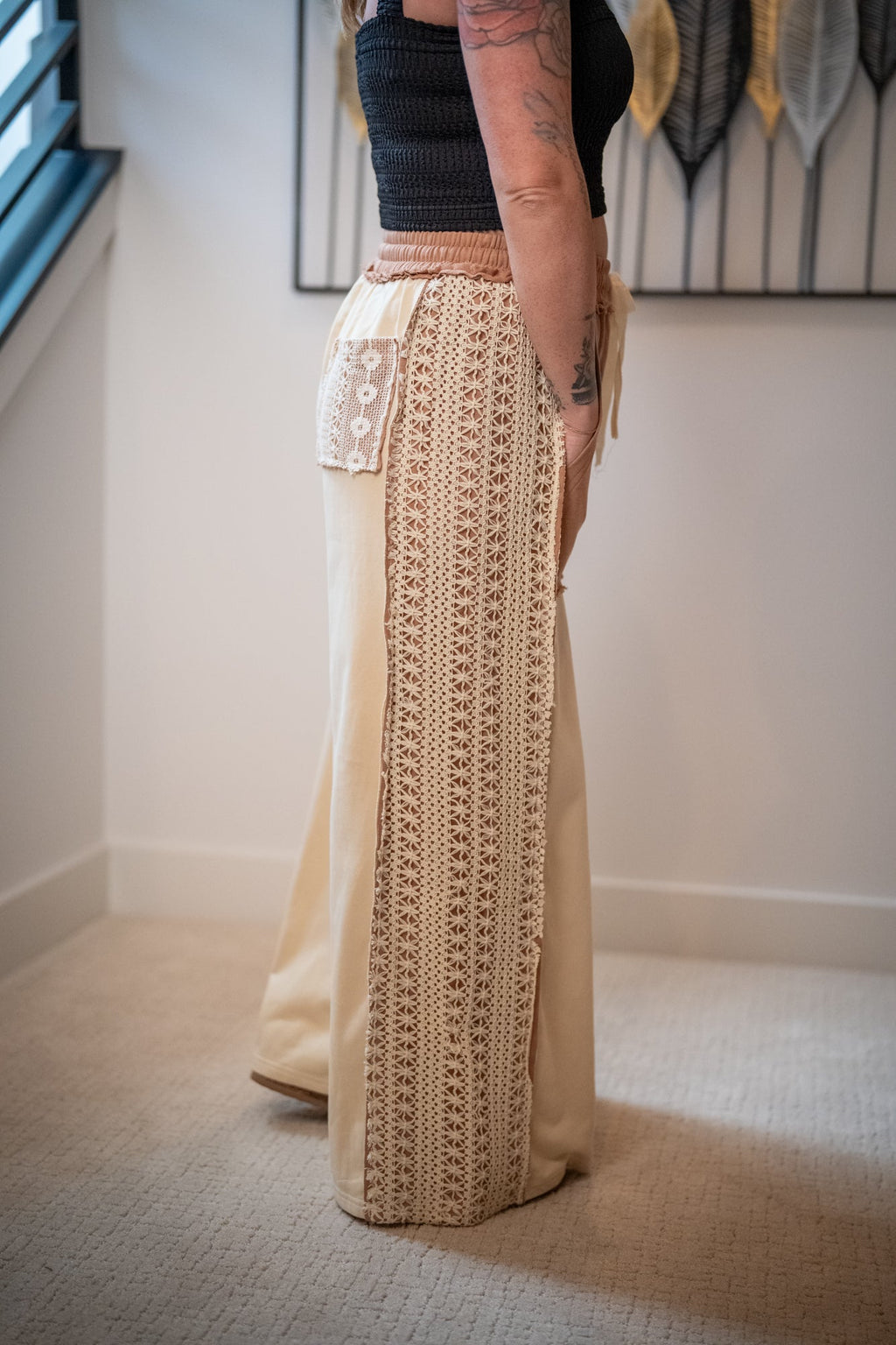 Lace Patchwork Maxi Pants