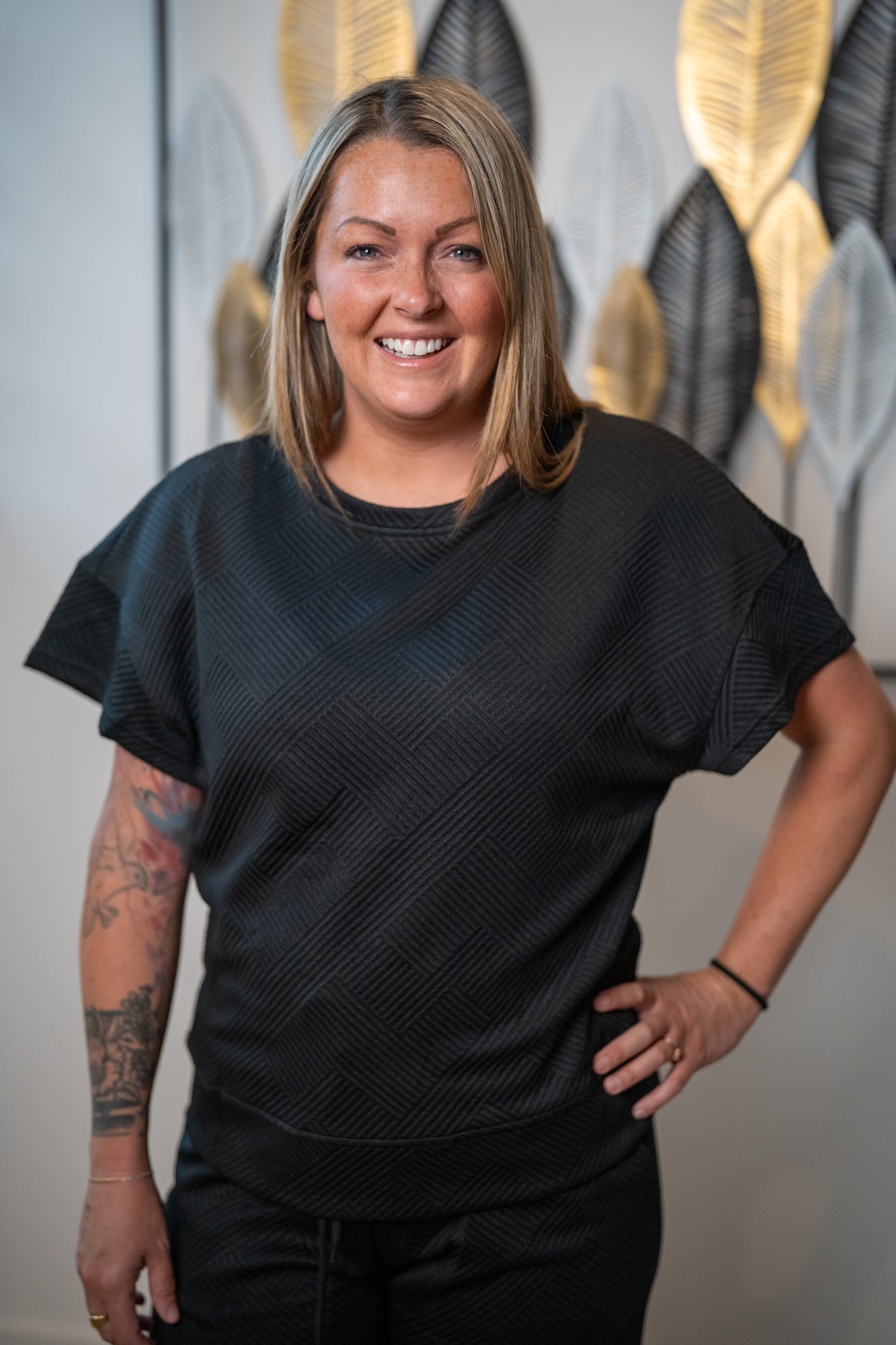 Textured Loose Fit T Shirt and Drawstring Pants Set (S-2XL)