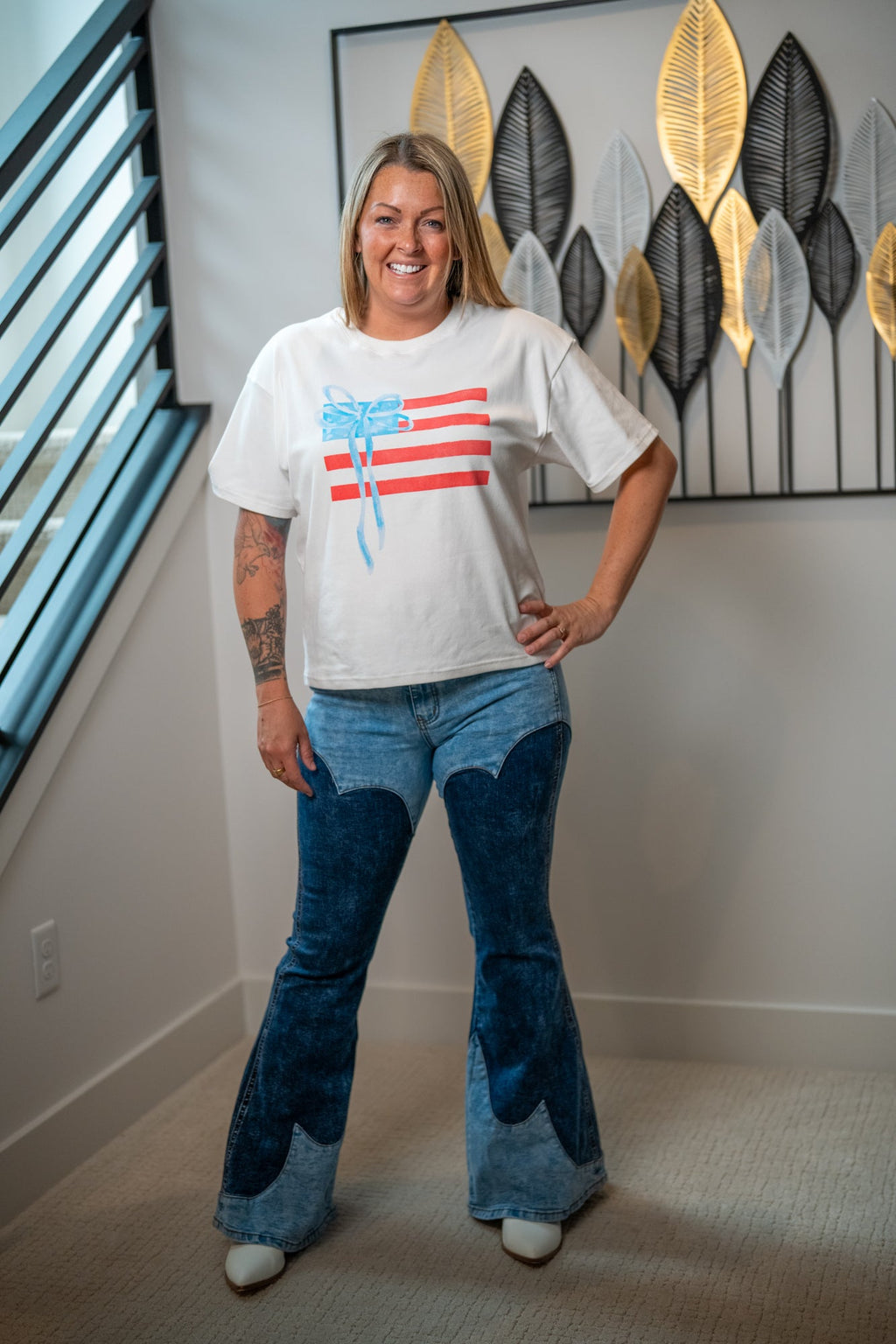 Oli & Hali Tonal Wash Color Block Bootcut Jeans