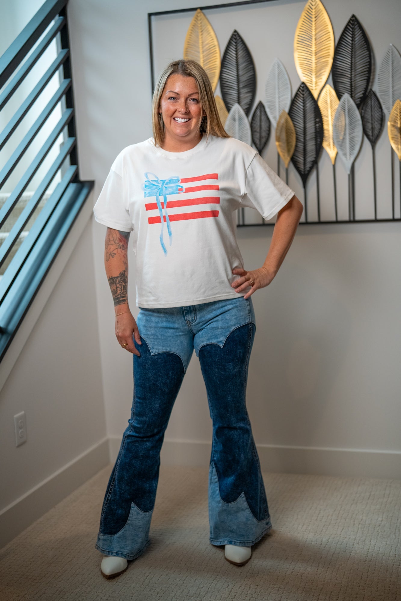 Oli & Hali Tonal Wash Color Block Bootcut Jeans