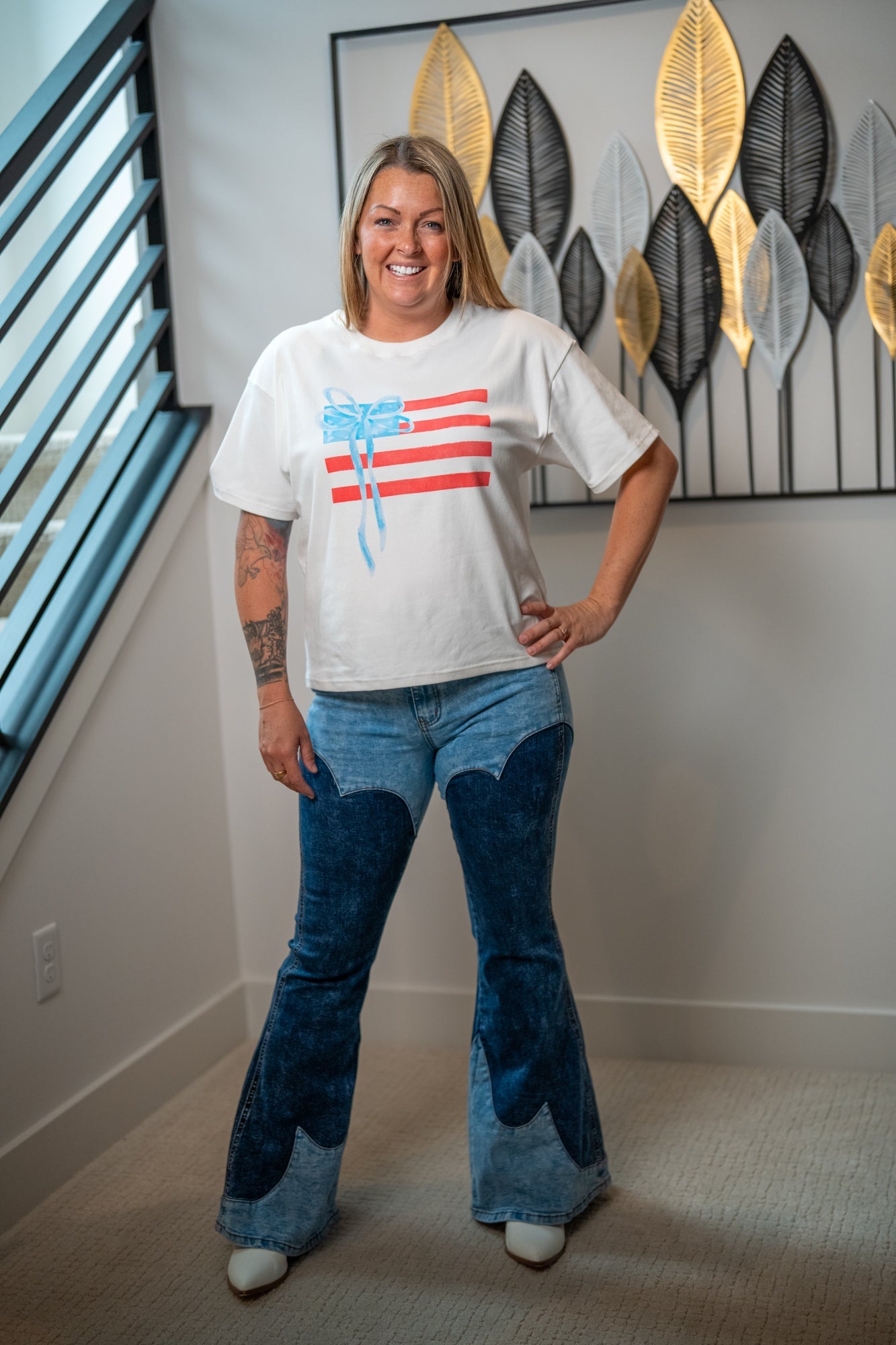 Oli & Hali Tonal Wash Color Block Bootcut Jeans