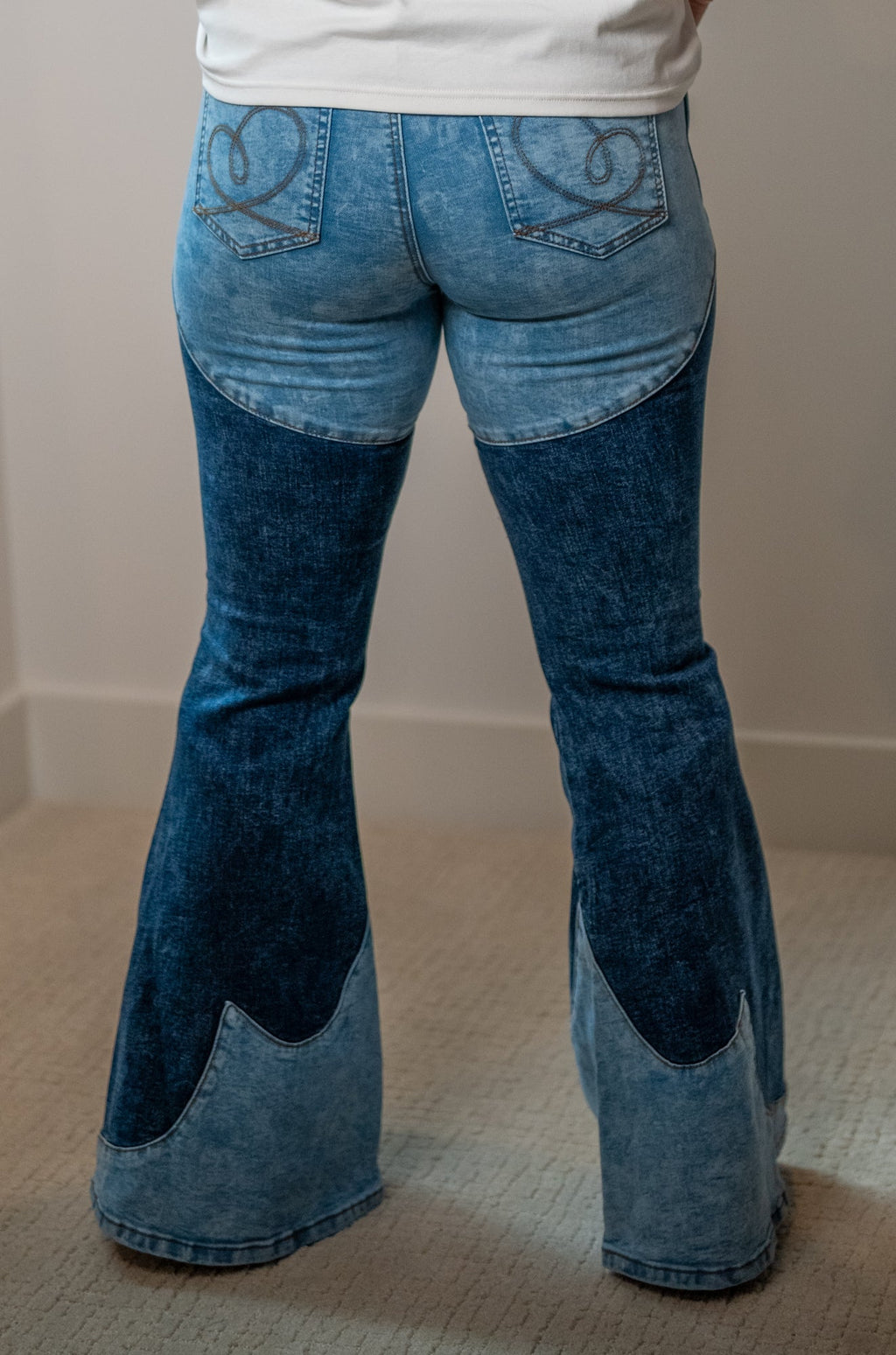 Oli & Hali Tonal Wash Color Block Bootcut Jeans