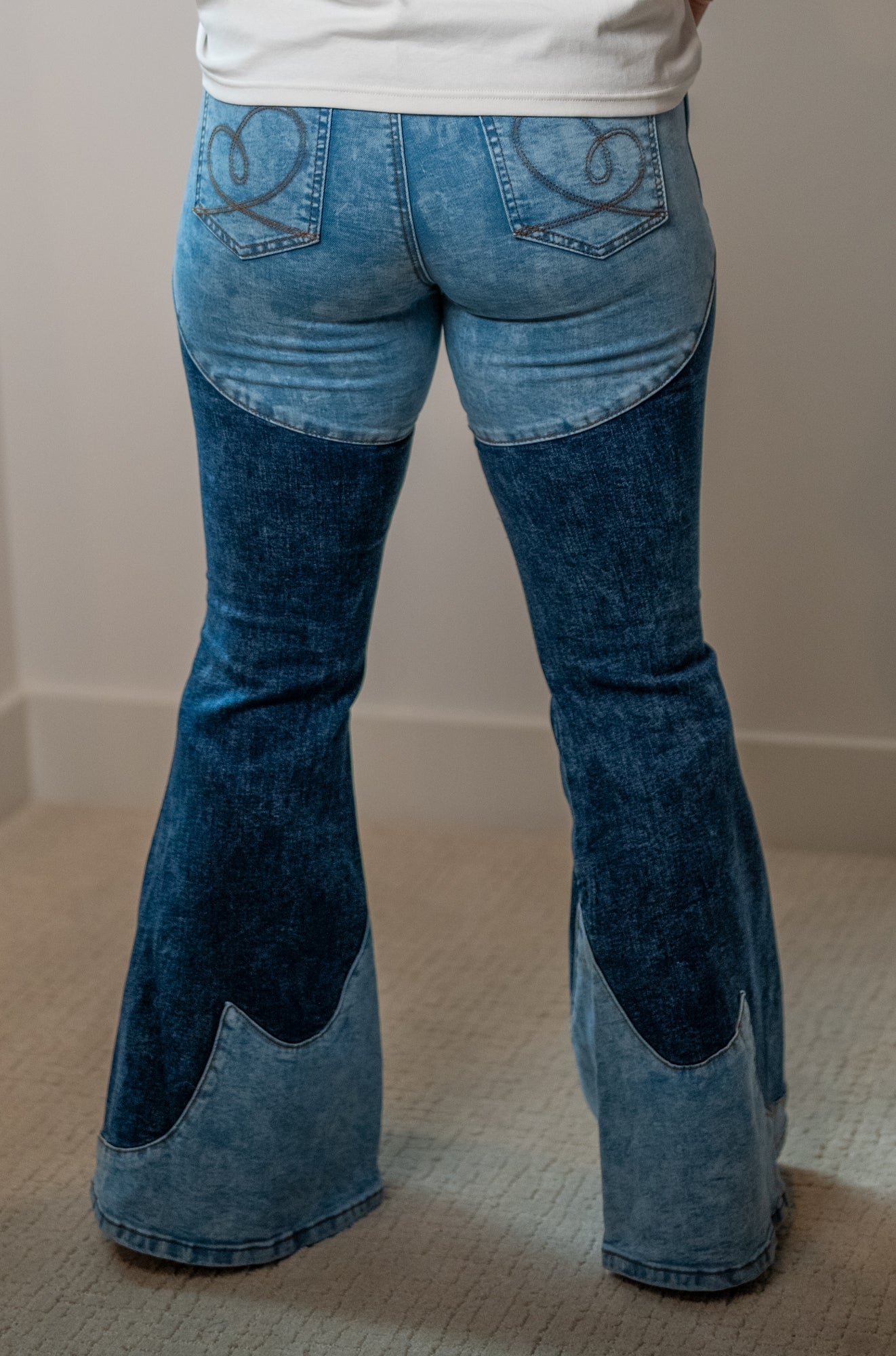 Oli & Hali Tonal Wash Color Block Bootcut Jeans