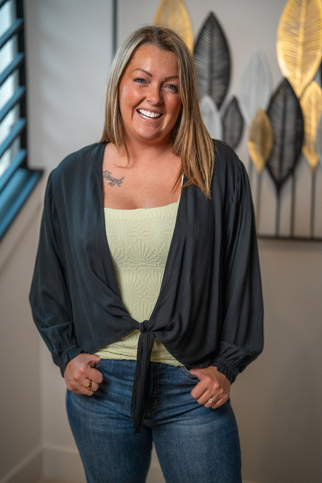 Lovestitch Jacquard Stripe Dolman Kimono Top