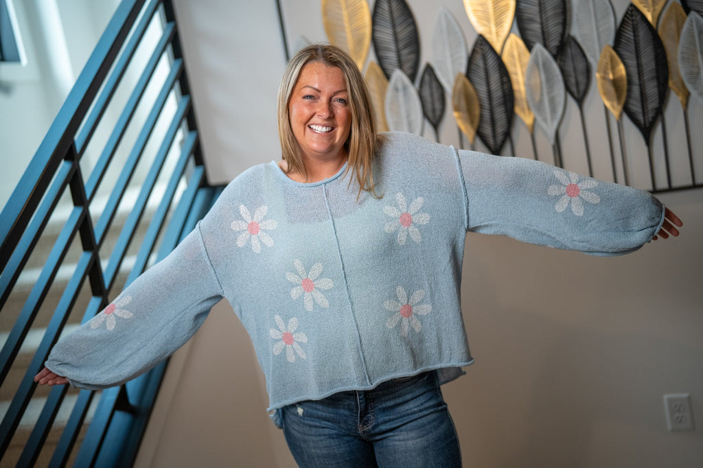 POL Floral Bloom Sleeve Sweater