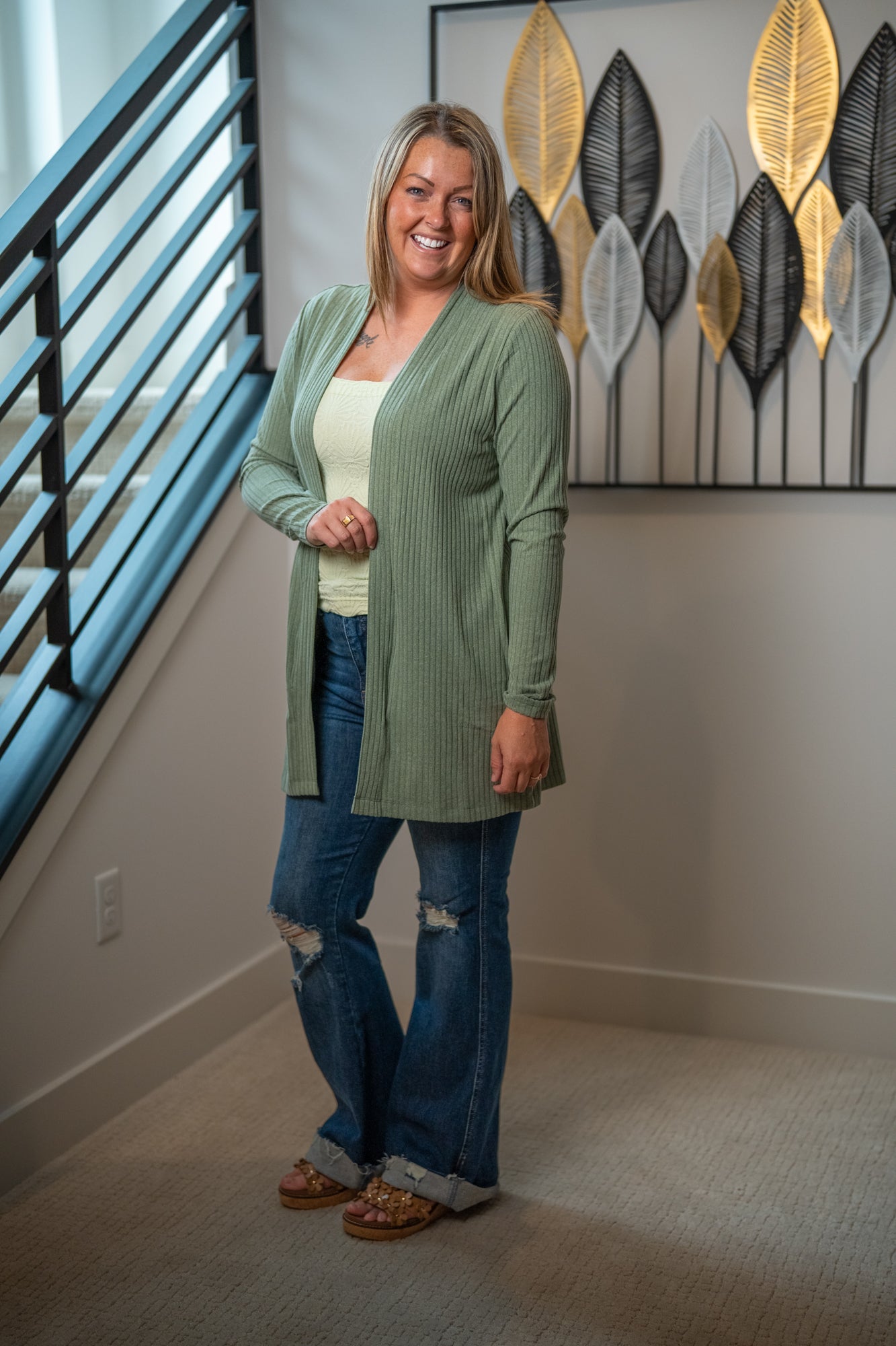 mono b Soft Ribbed Longline Cardigan