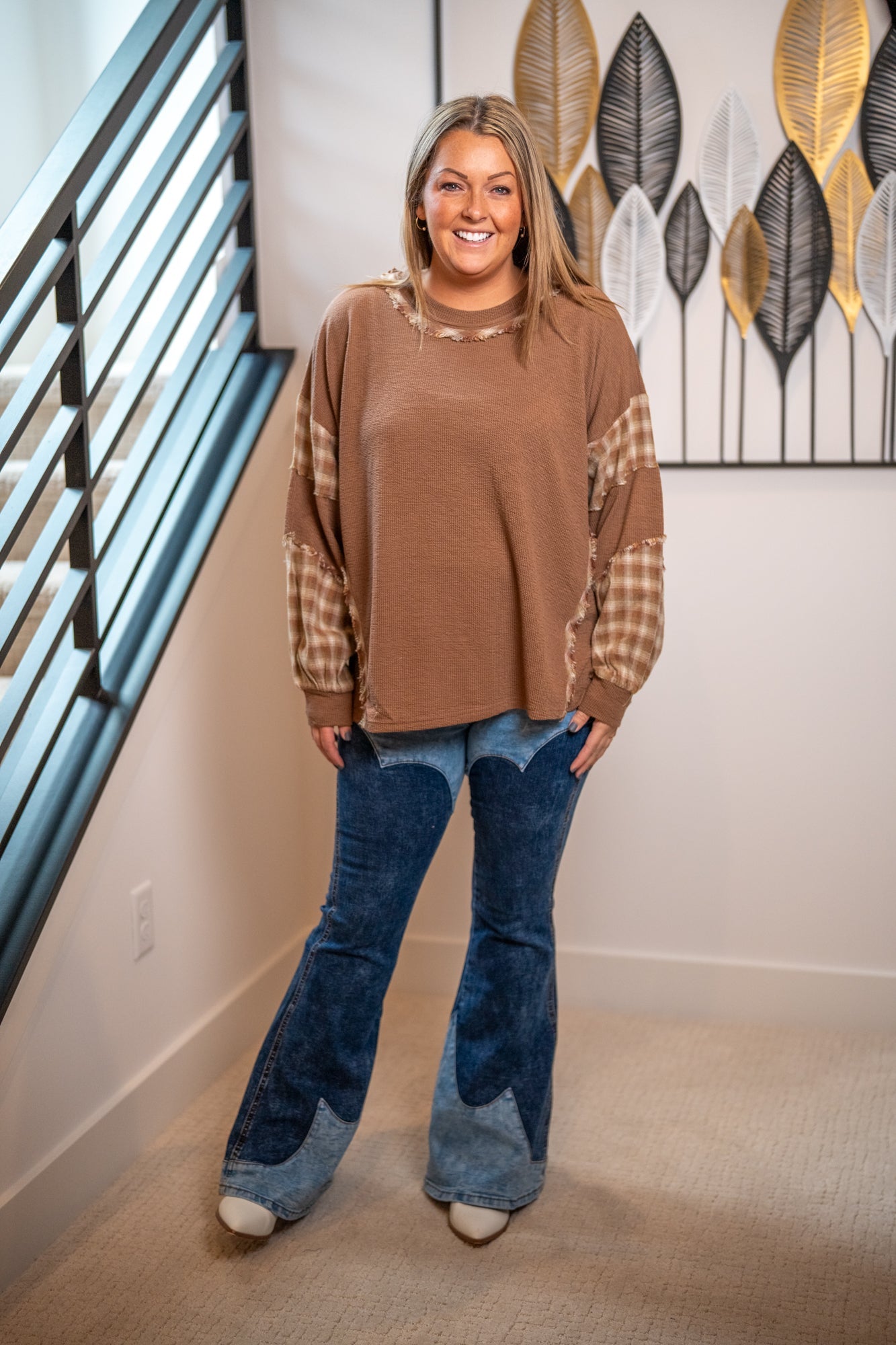 Easel Plaid Mix Washed Pullover