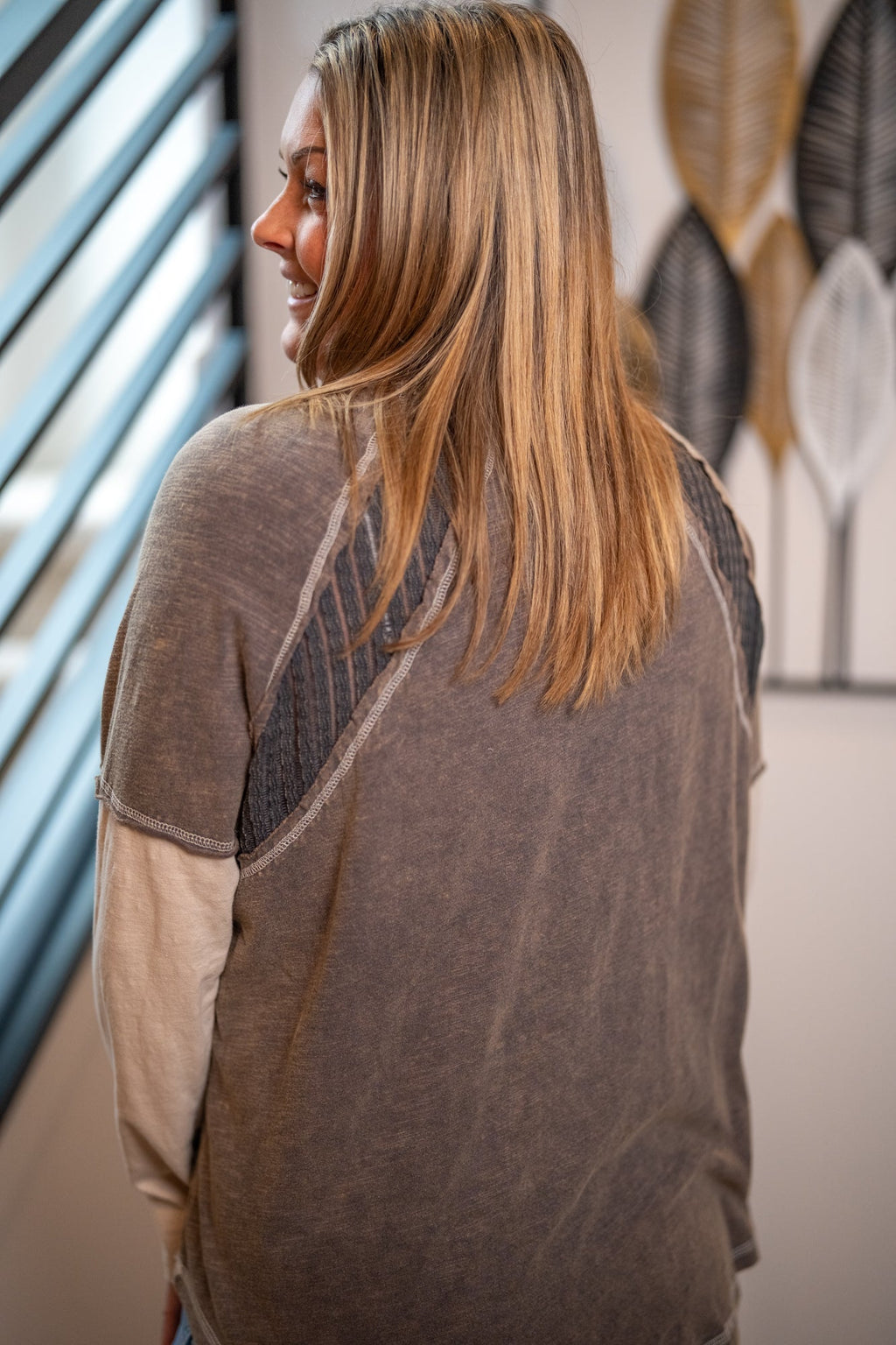 Easel Washed Cotton Slub Loose Fit Top