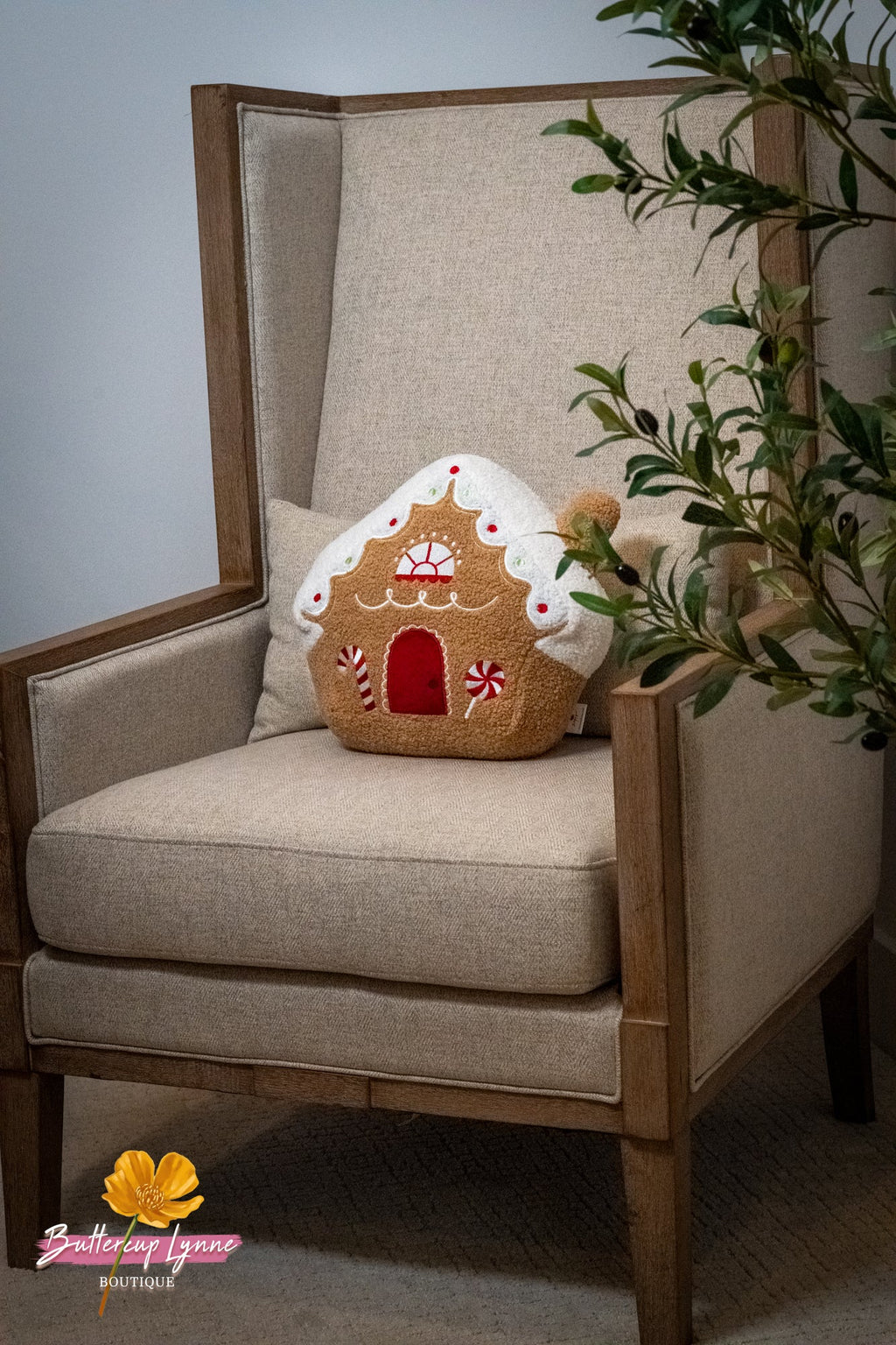 Sugarplum Gingerbread Cottage Pillow