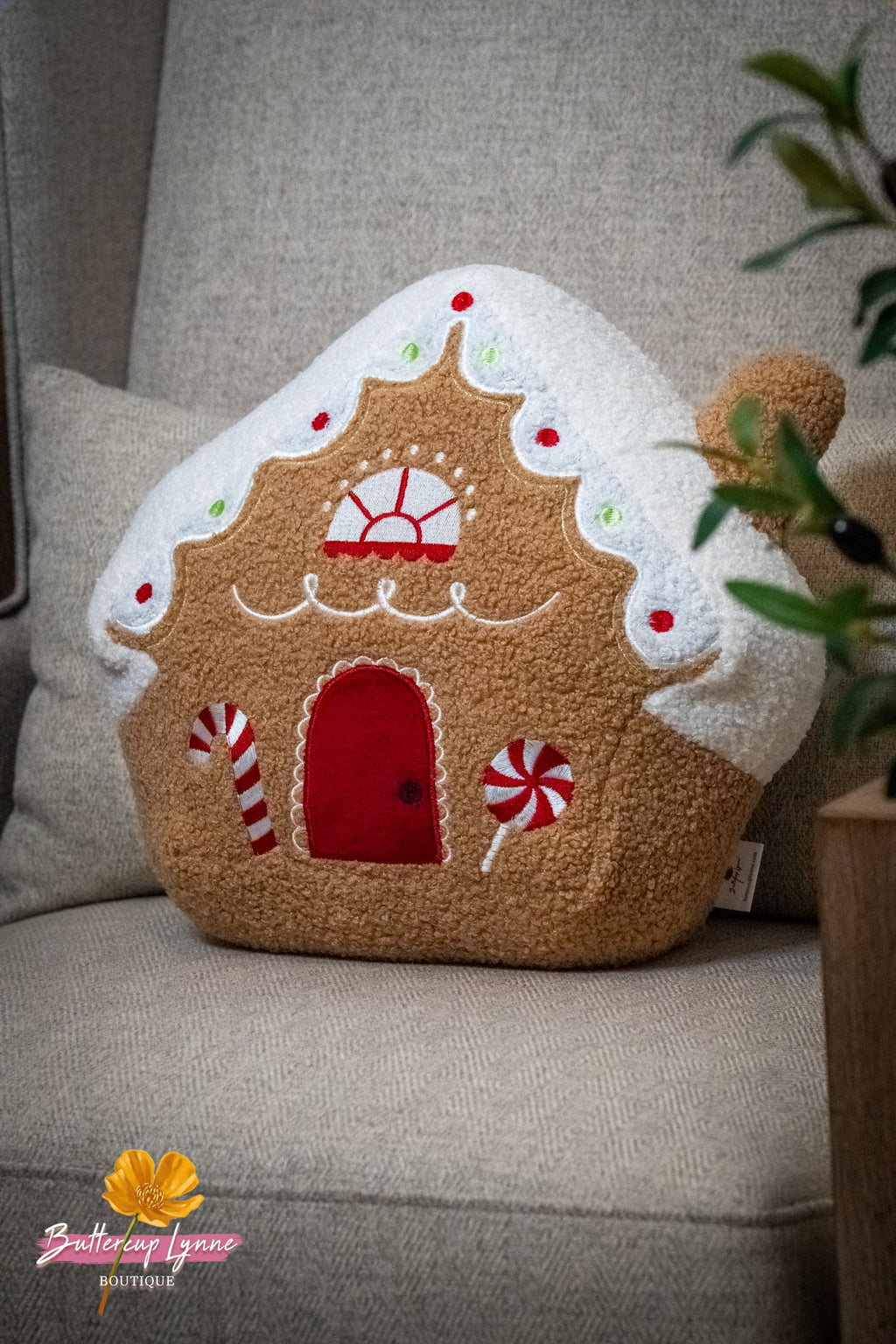 Sugarplum Gingerbread Cottage Pillow