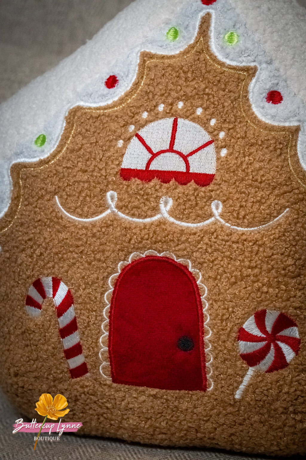 Sugarplum Gingerbread Cottage Pillow