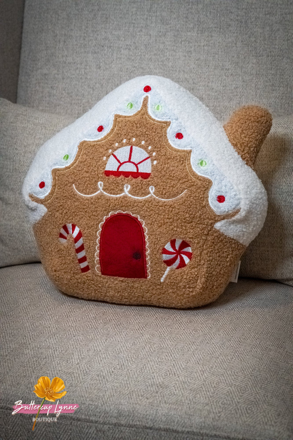 Sugarplum Gingerbread Cottage Pillow
