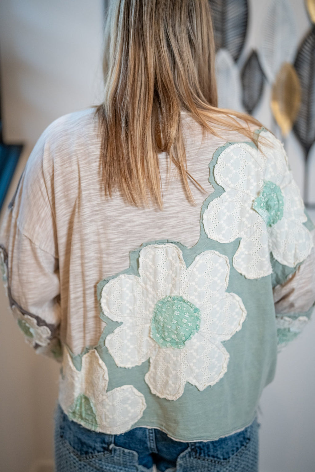 Oli & Hali Eyelet Patchwork Knit Top