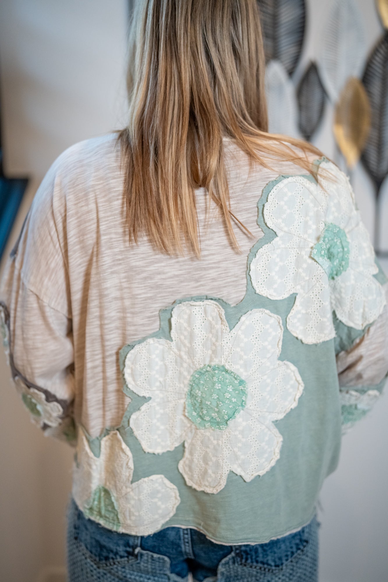 Oli & Hali Eyelet Patchwork Knit Top