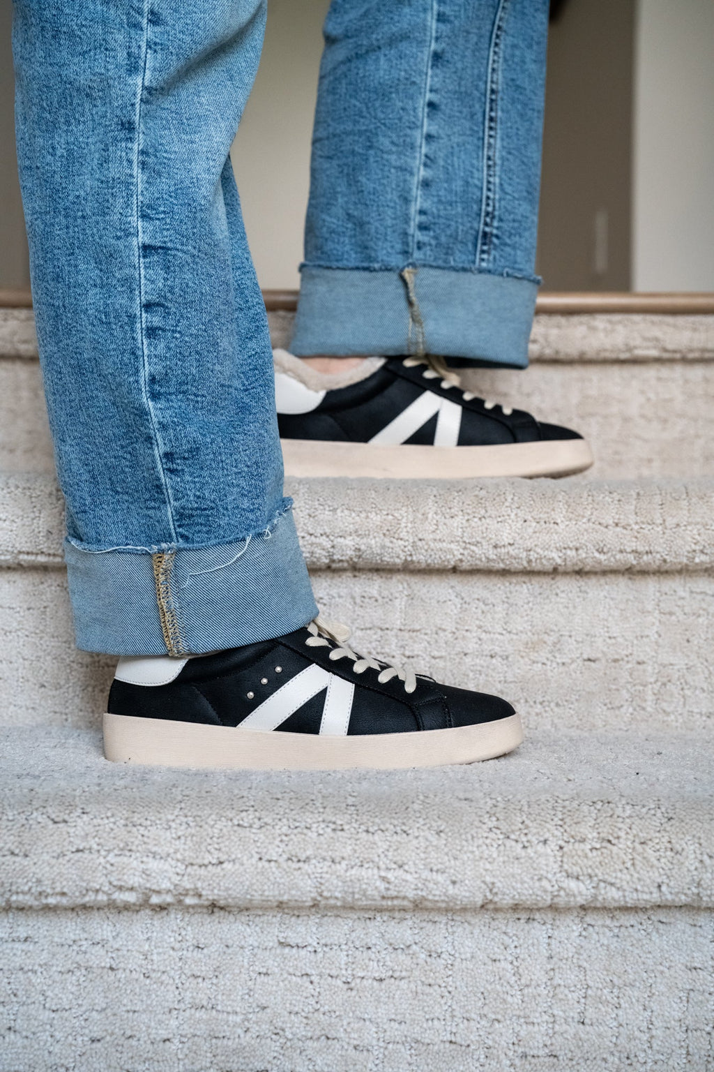 Corkys No Chaser Black Vegan Leather Sneaker with Faux Fur Lining