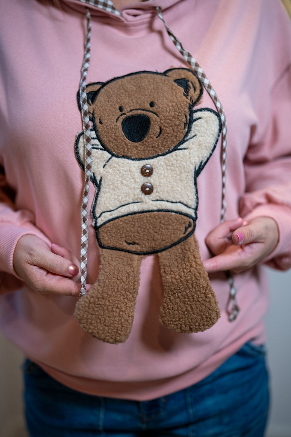 Easel Teddy Bear Patch Pullover Hoodie