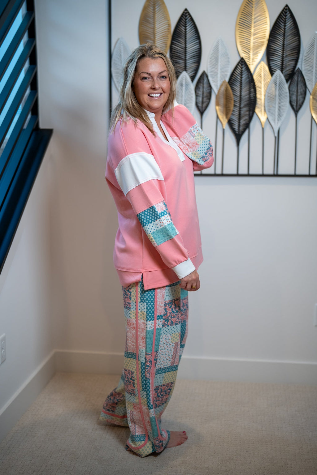 Patchwork Polo Pullover - Simply Southern