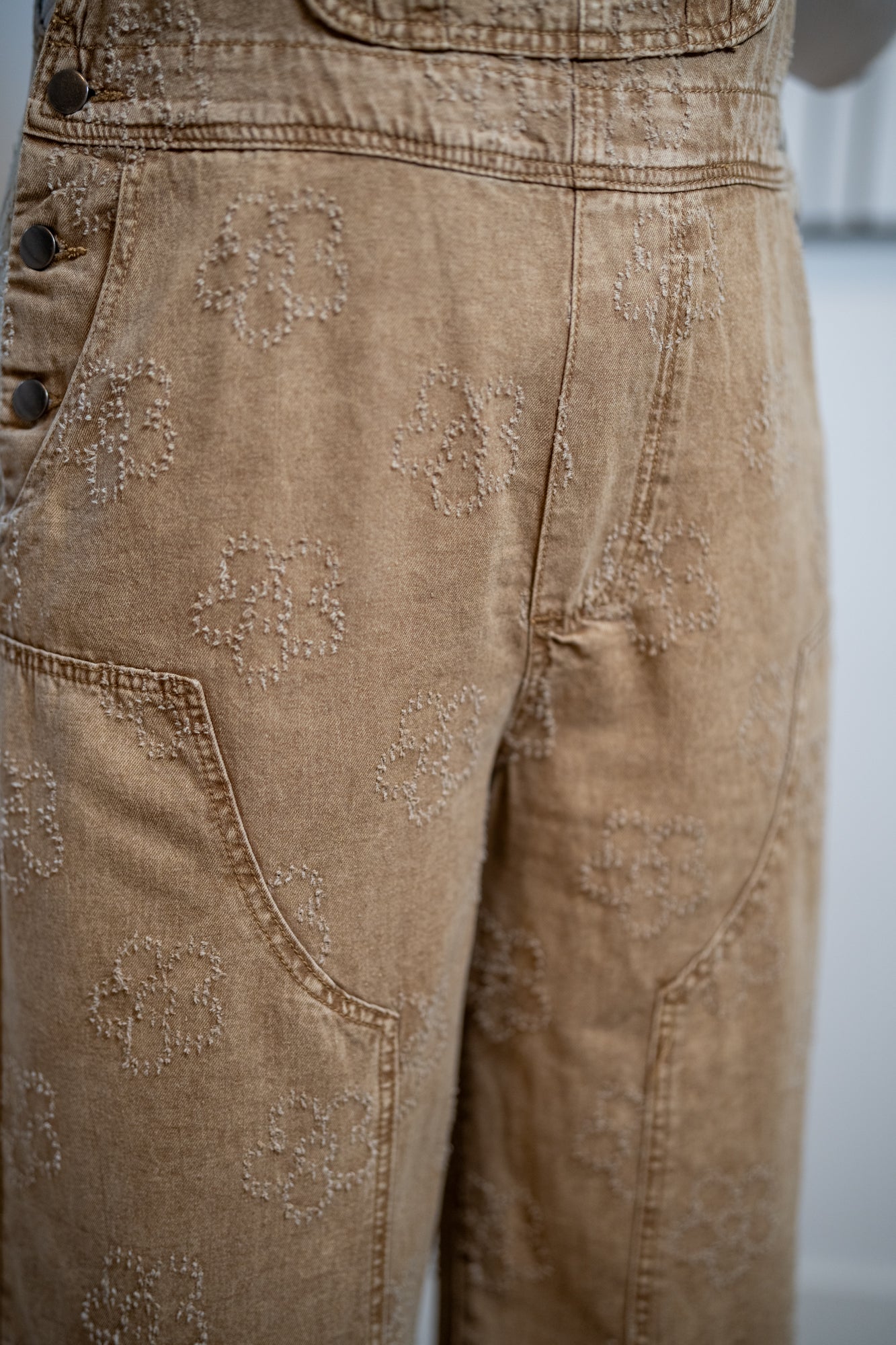 Easel Flower Pattern Washed Jumpsuit