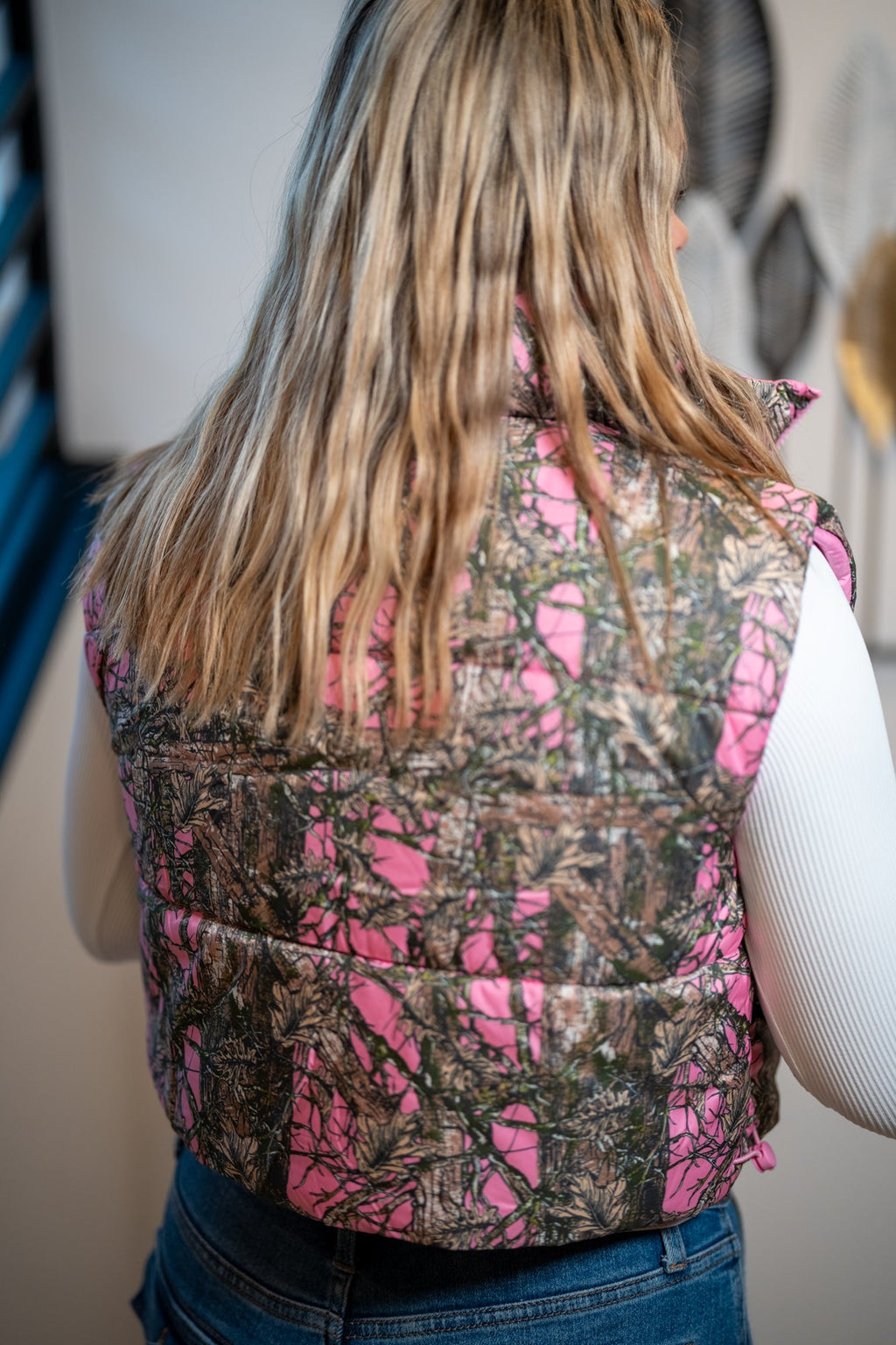 Pink Camo Cropped Puffer Vest- Simply Southern