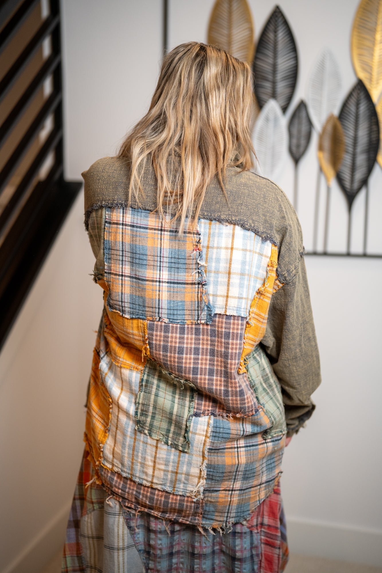 Oli & Hali Washed Patchwork Button Front Top