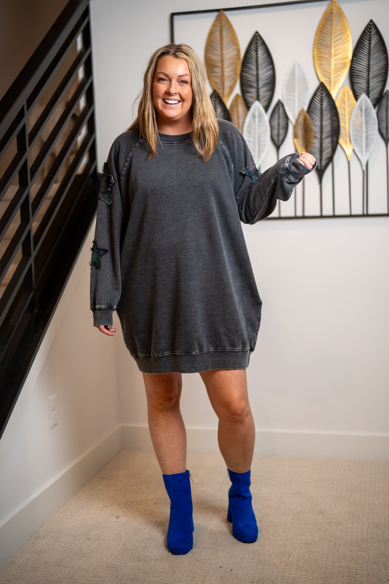 Easel Star Patch Mineral Washed Dress