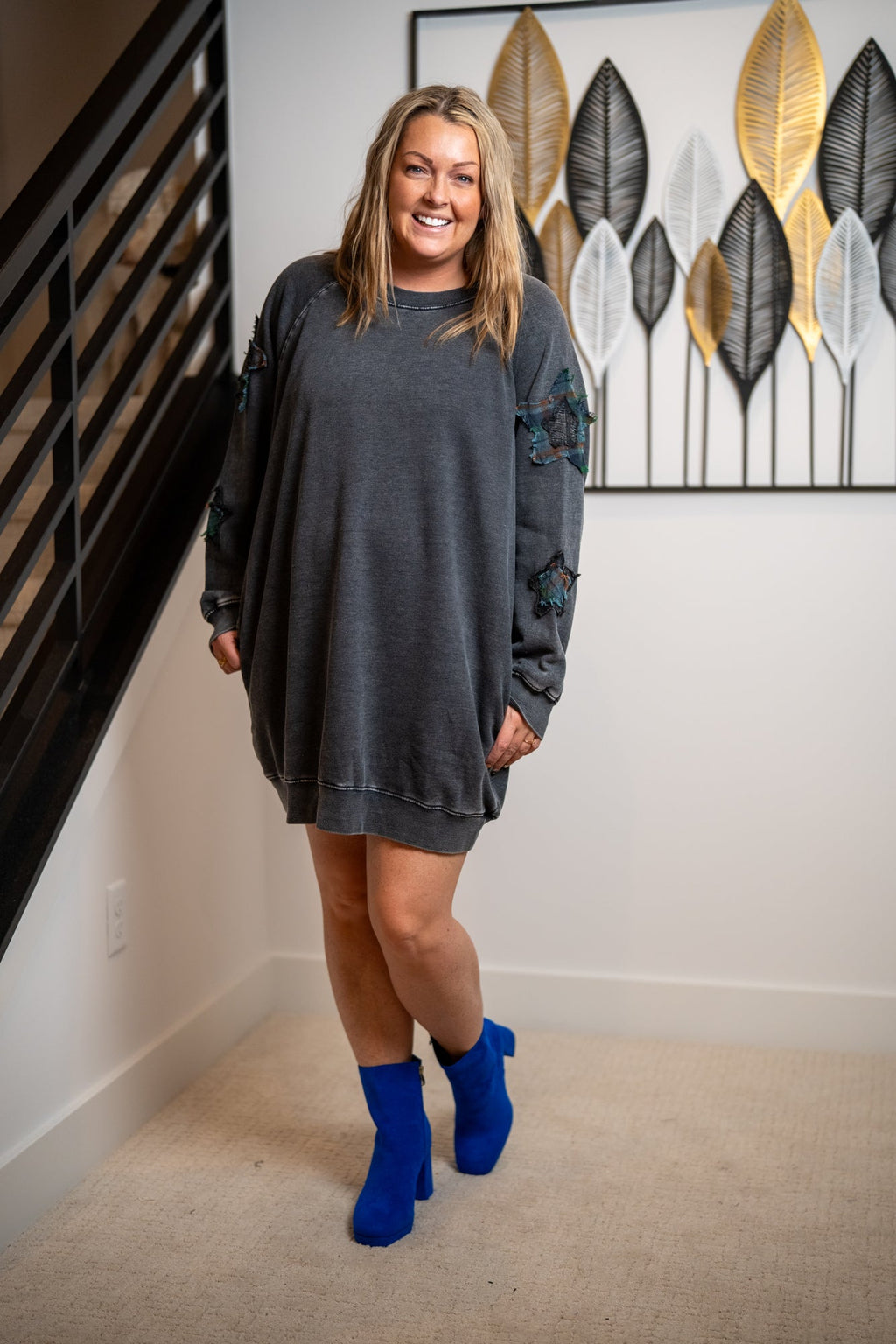 Easel Star Patch Mineral Washed Dress