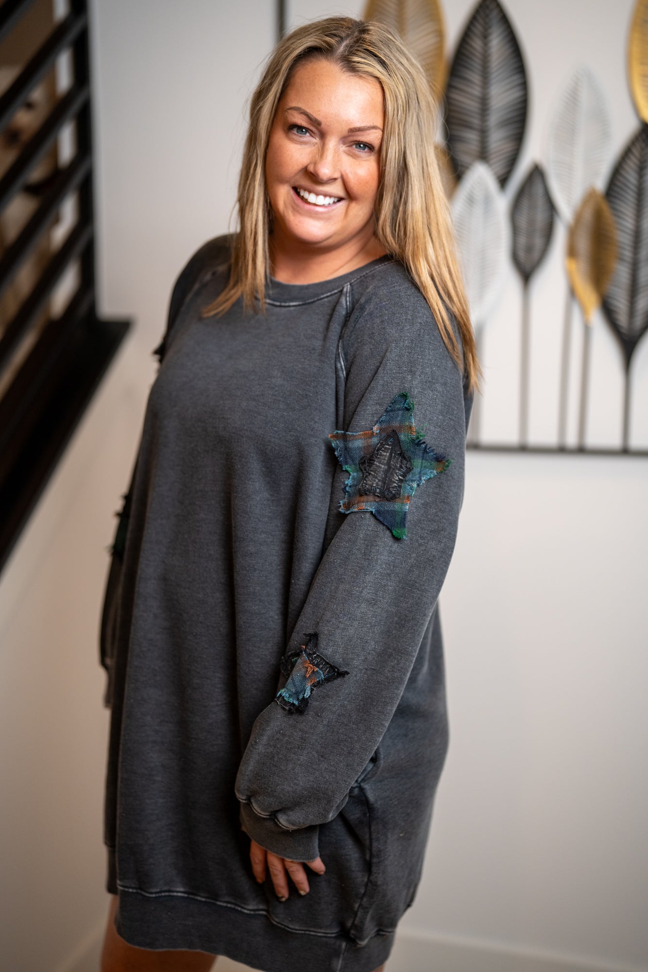 Easel Star Patch Mineral Washed Dress