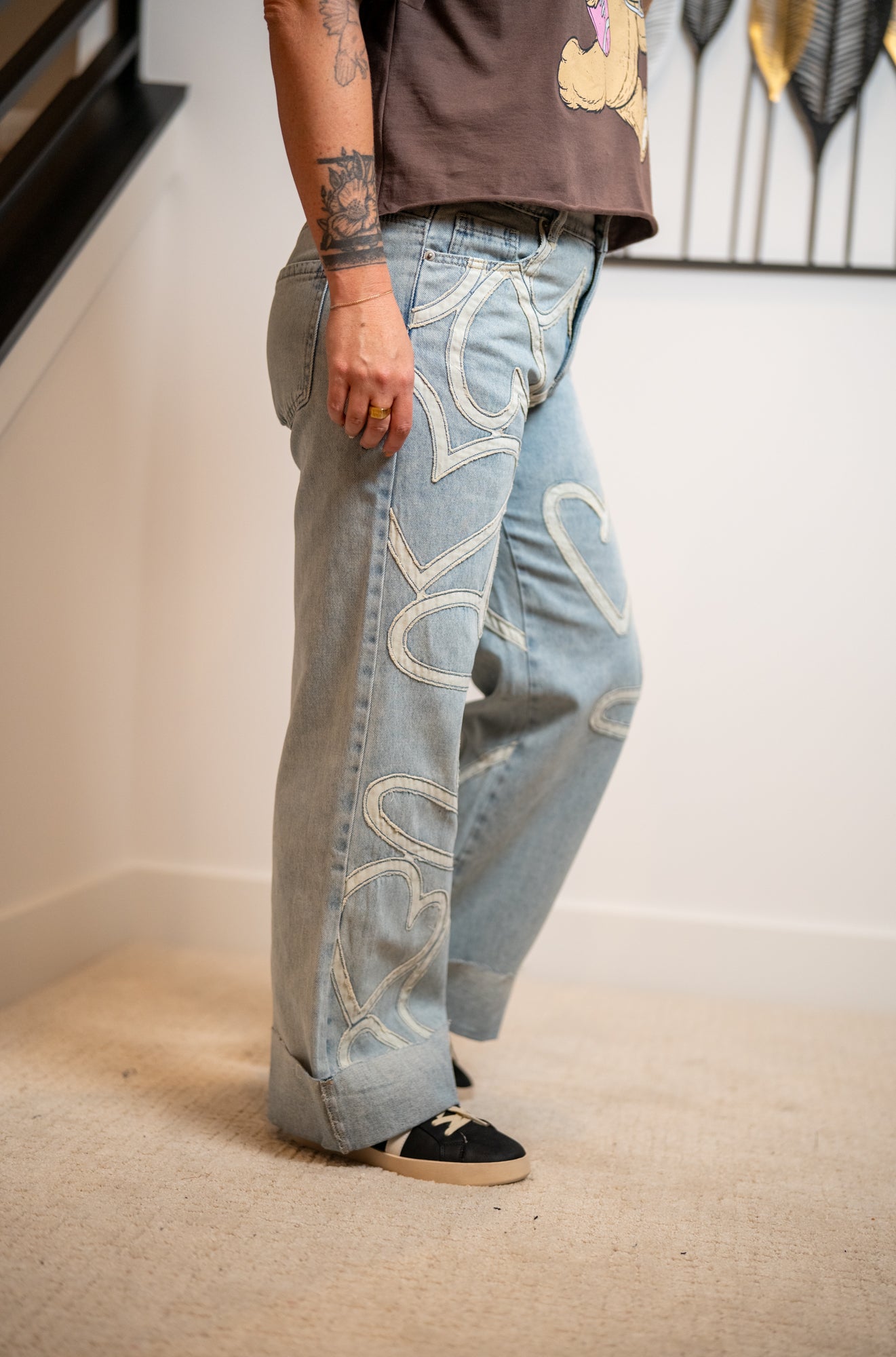 Oli & Hali Washed Heart Patch Denim Jeans