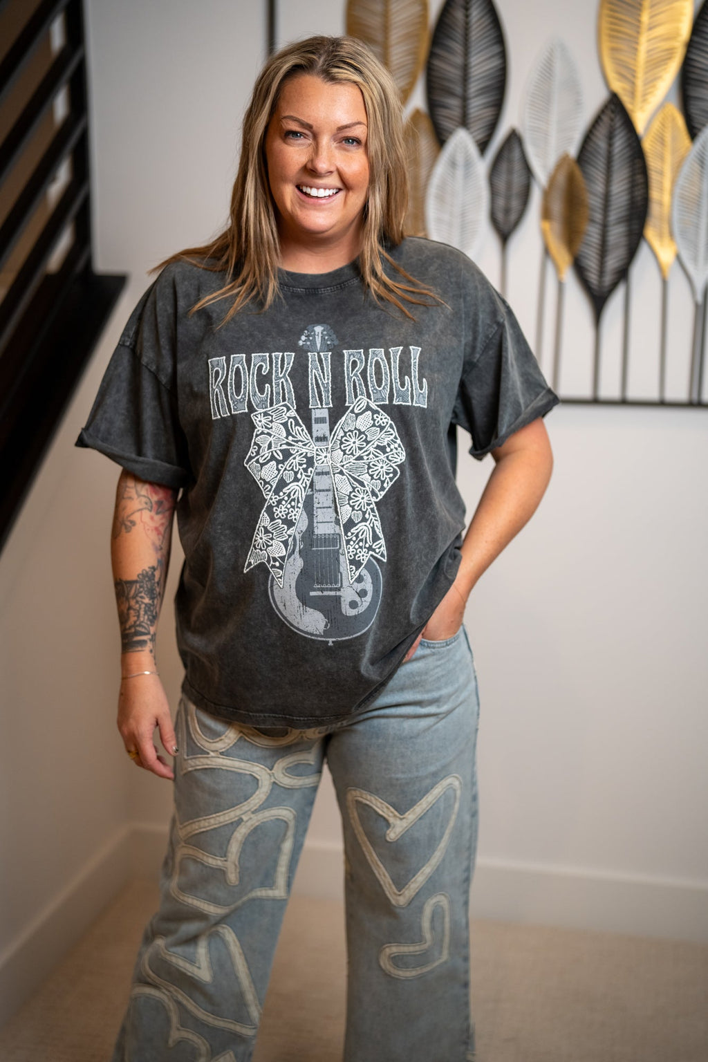 Zutter Lace Bow Rock N Roll Tee