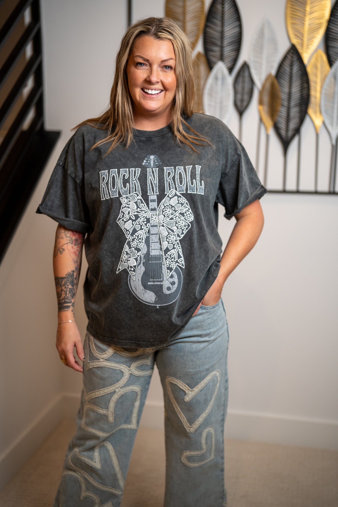 Zutter Lace Bow Rock N Roll Tee