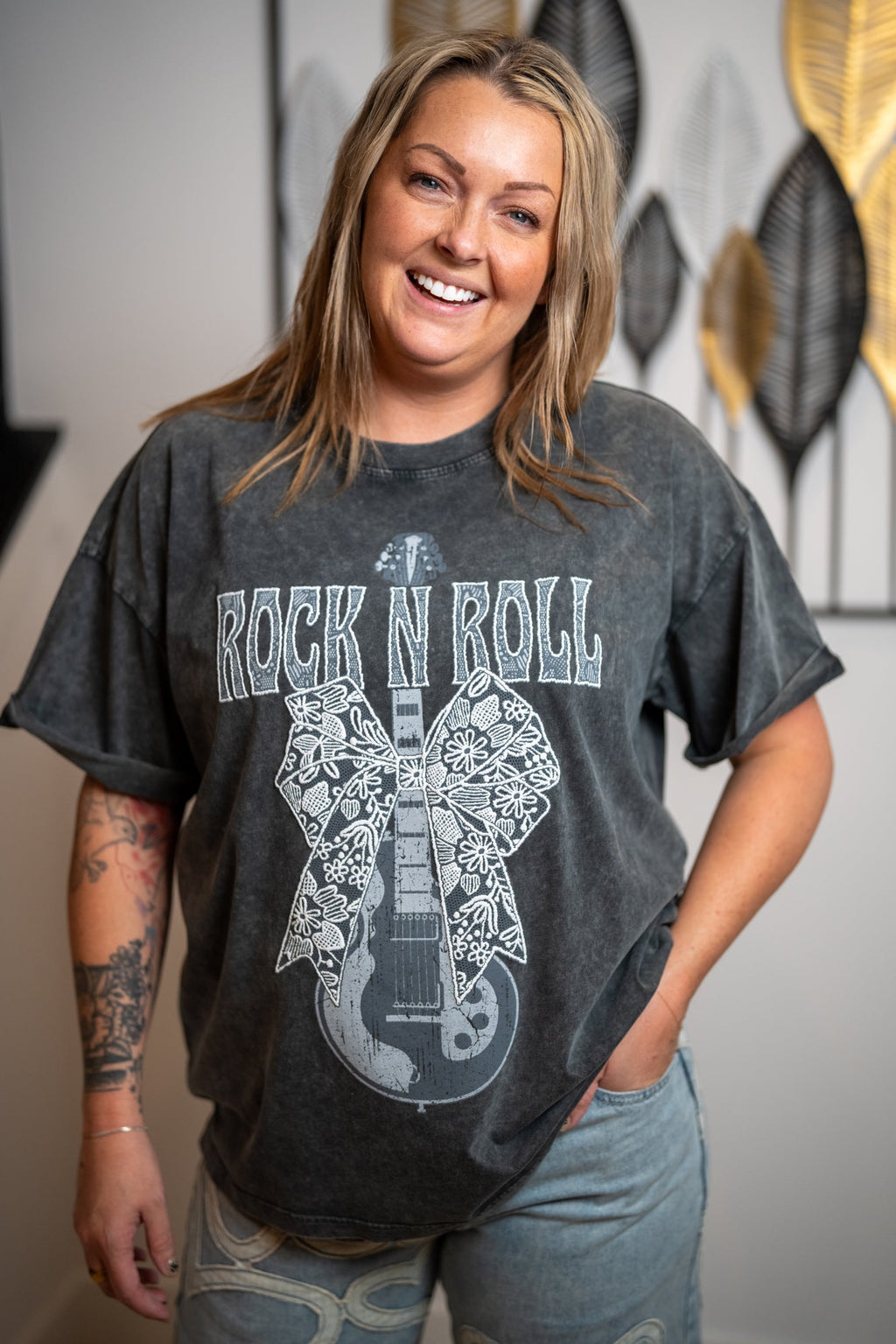 Zutter Lace Bow Rock N Roll Tee