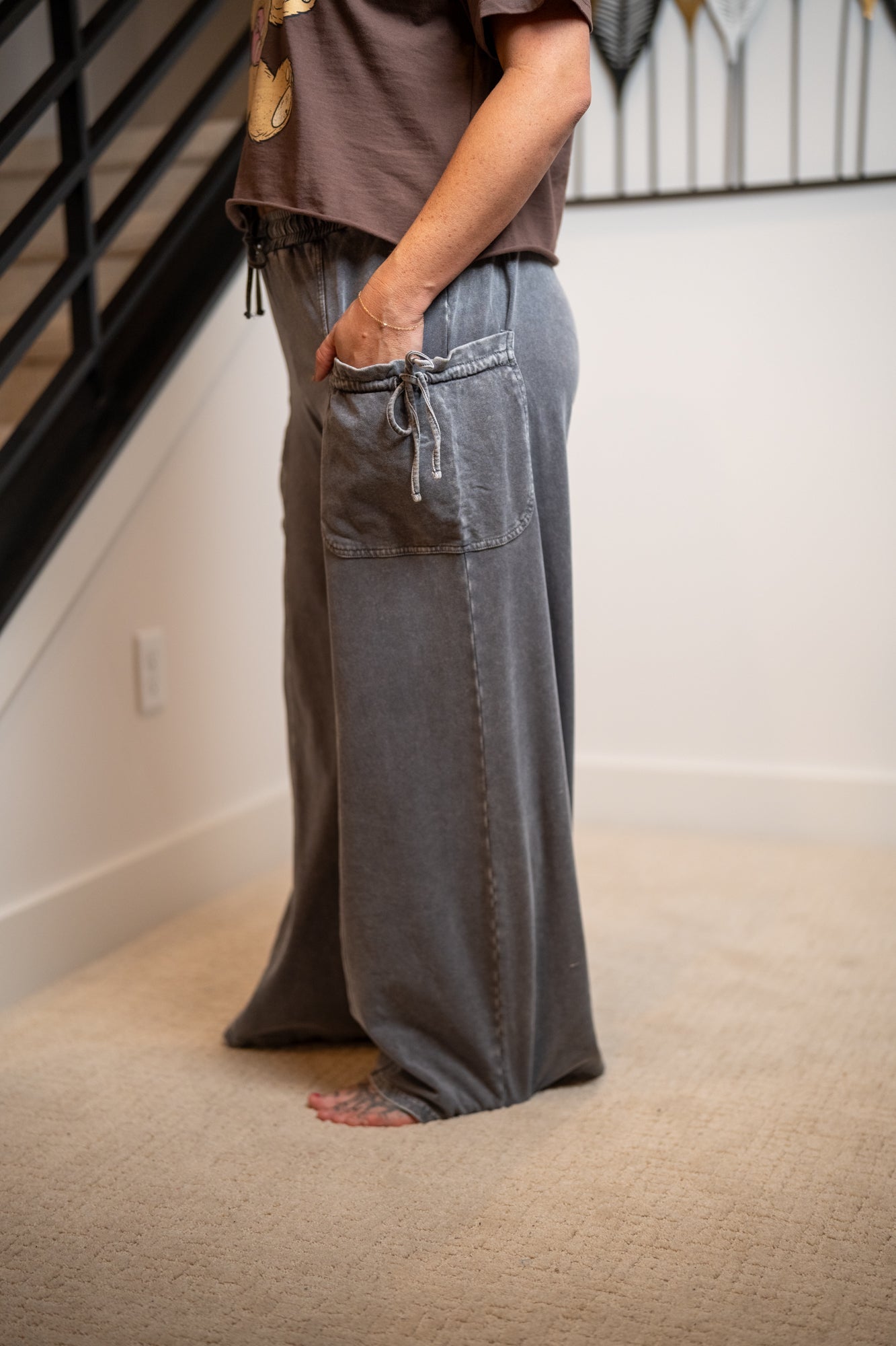 Easel Mineral Washed Terry Knit Pants