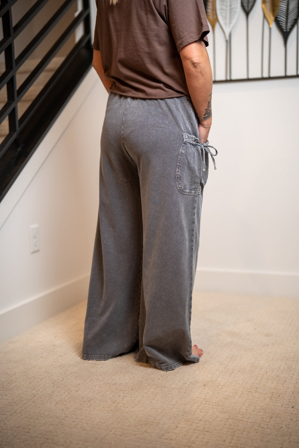 Easel Mineral Washed Terry Knit Pants