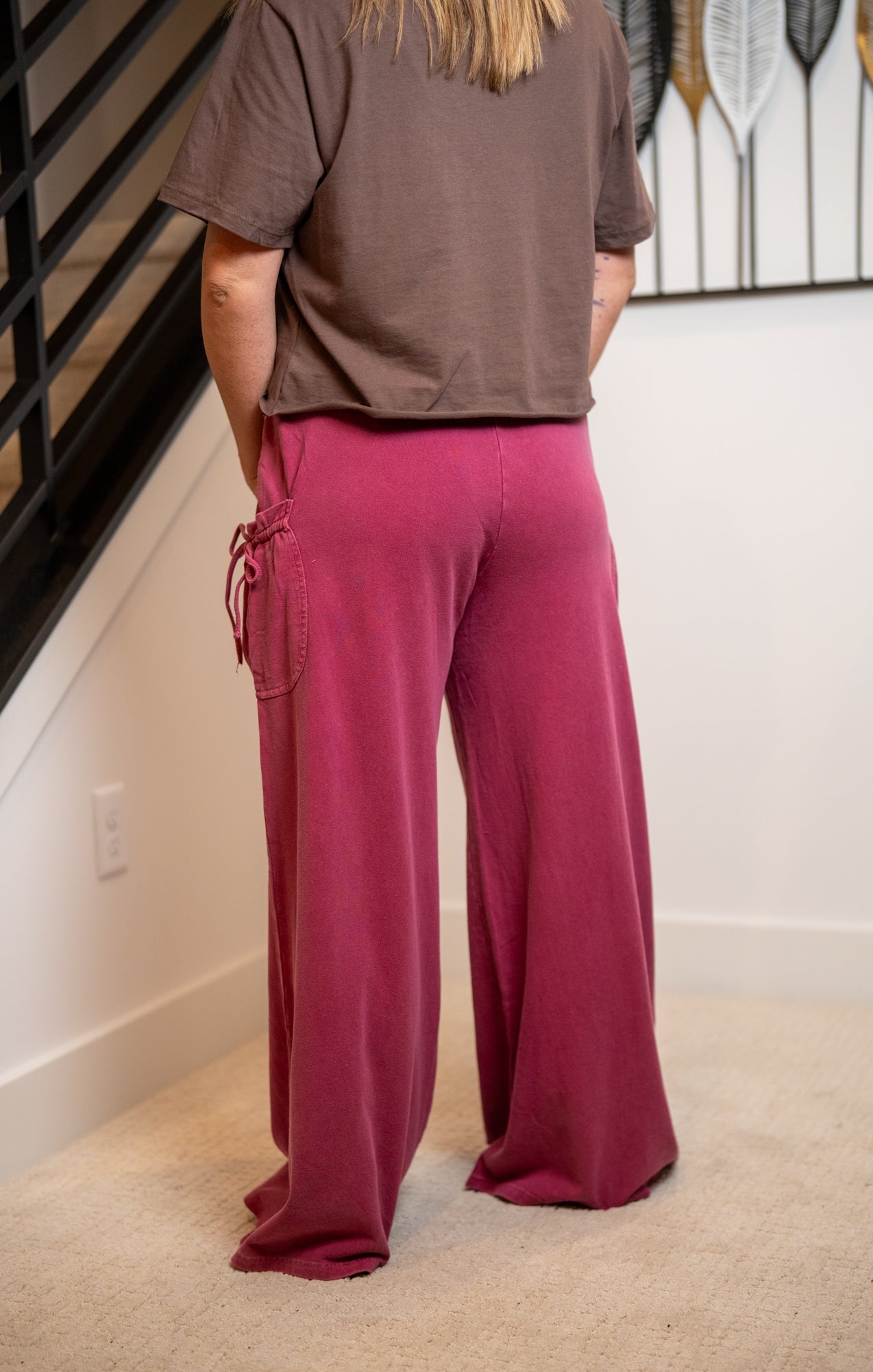 Easel Mineral Washed Terry Knit Pants