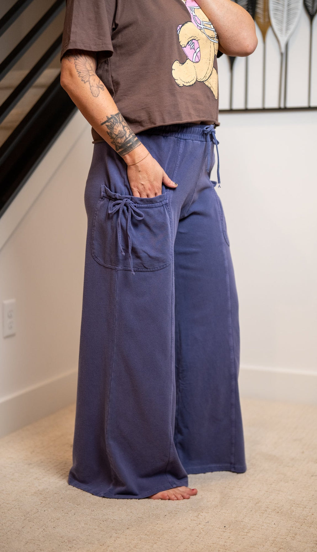 Easel Mineral Washed Terry Knit Pants