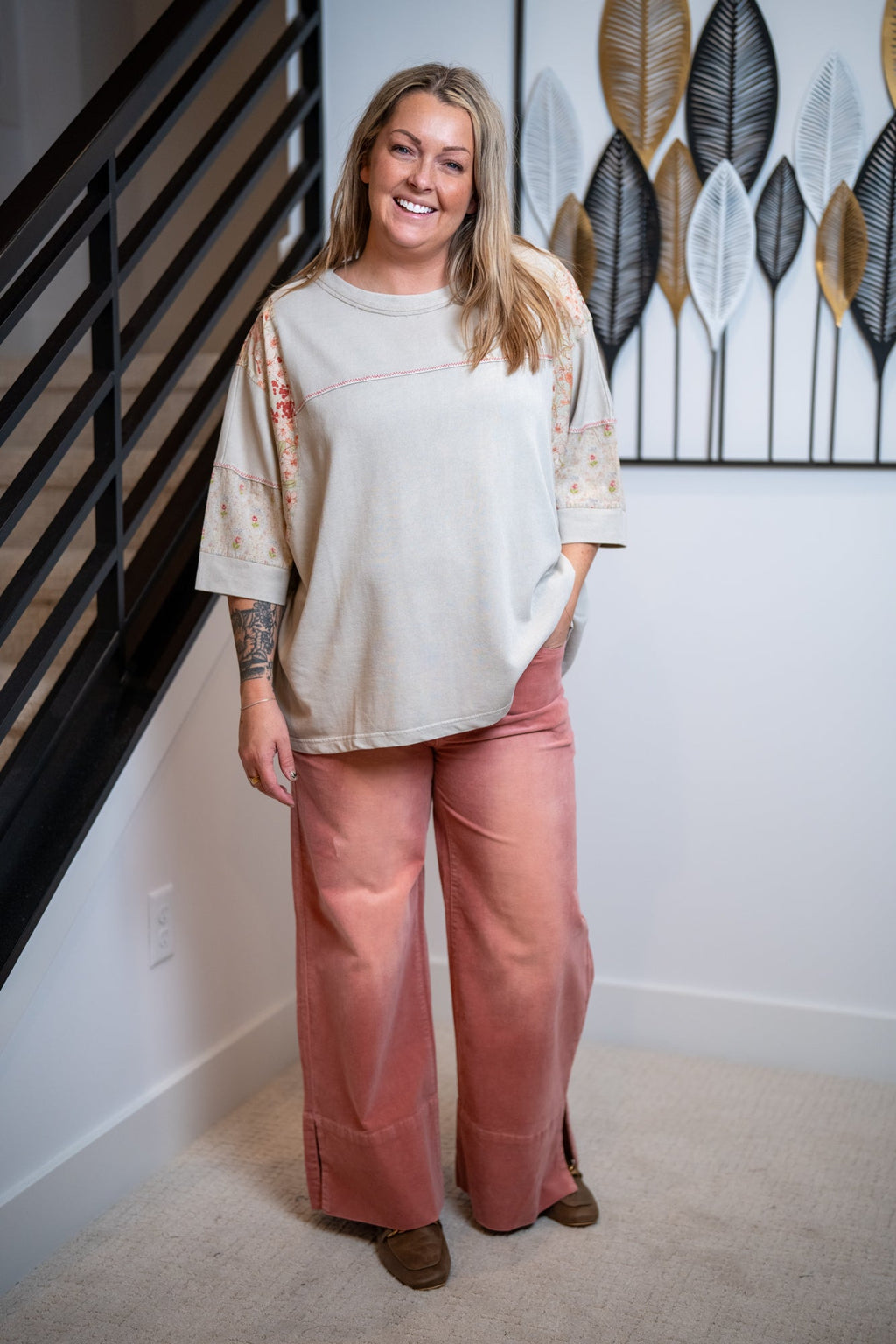 Easel Washed Cotton Oversized Top