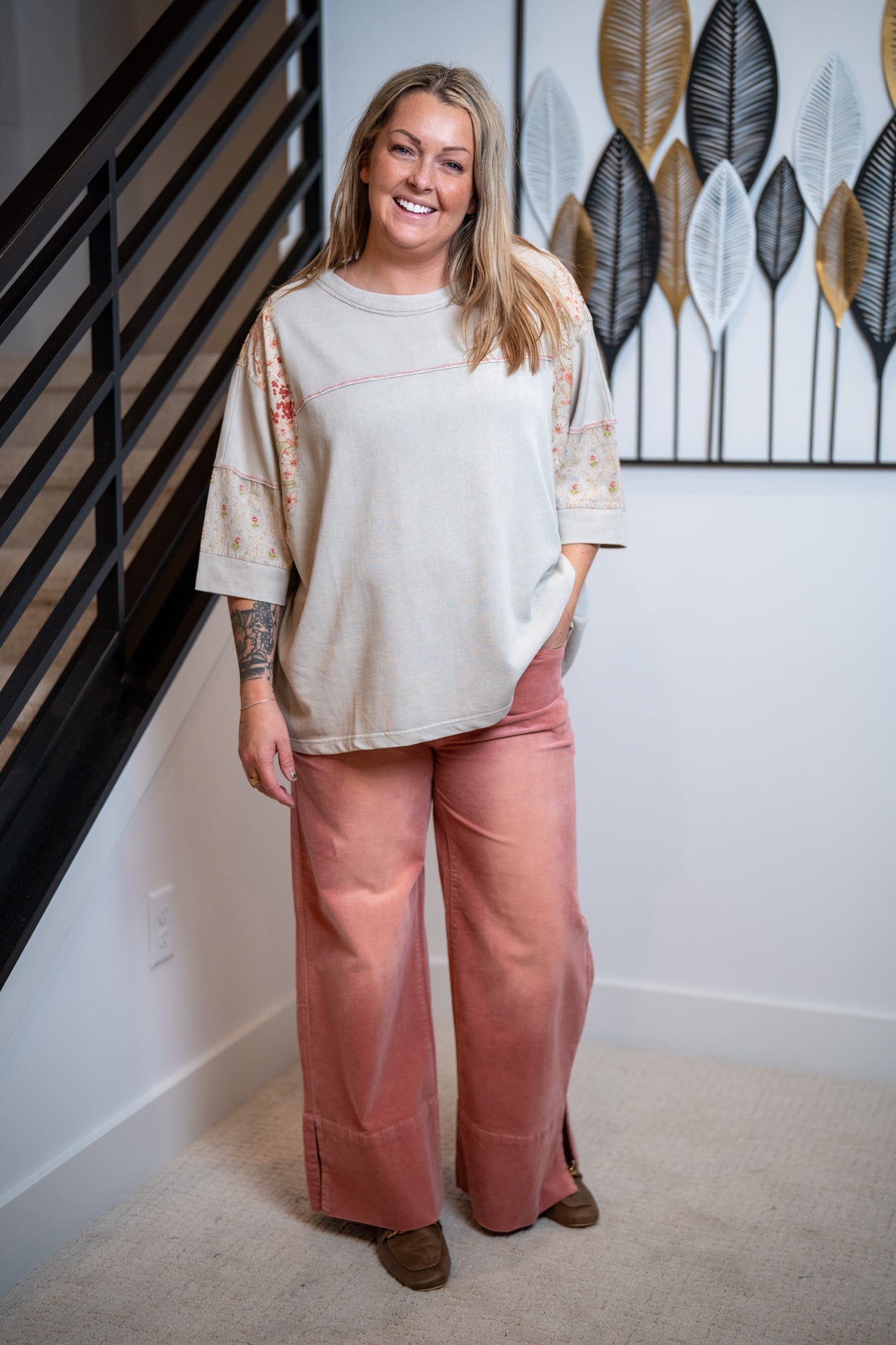 Easel Washed Cotton Oversized Top