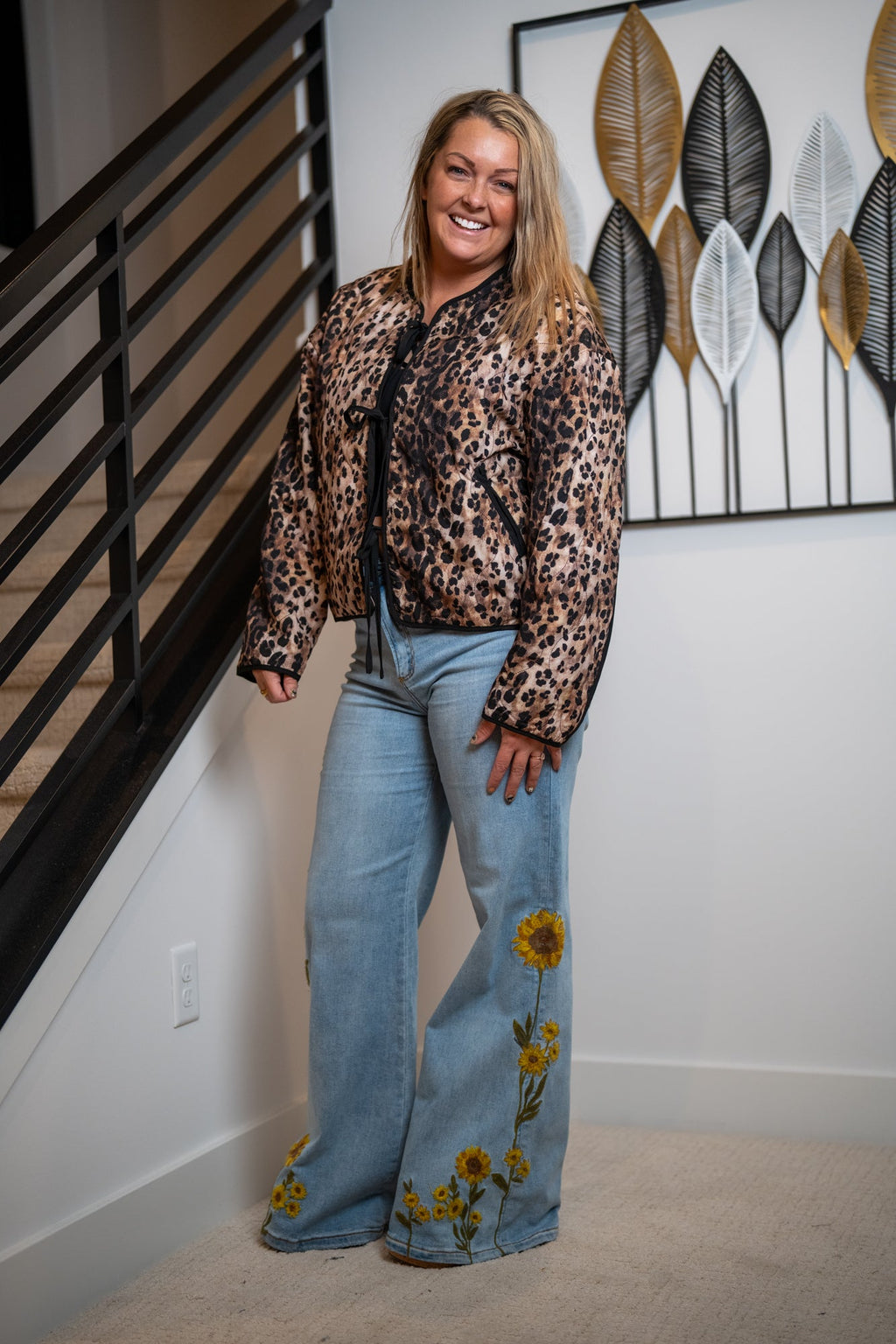 Easel Animal Print Quilted Jacket