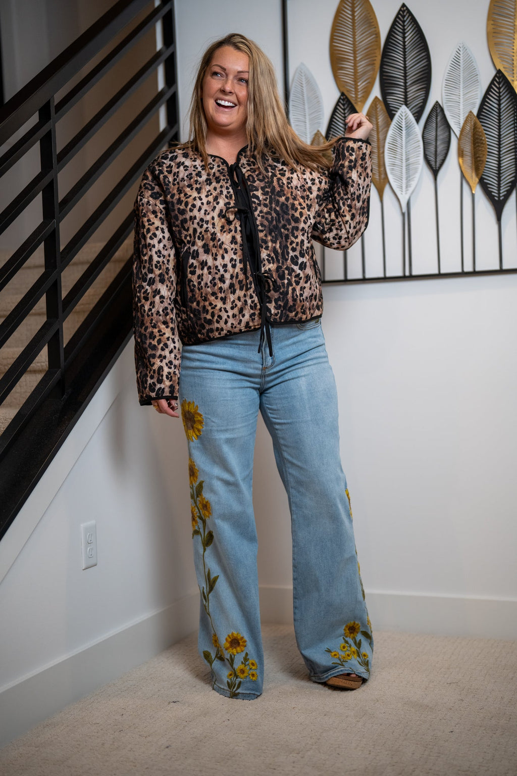 Easel Animal Print Quilted Jacket