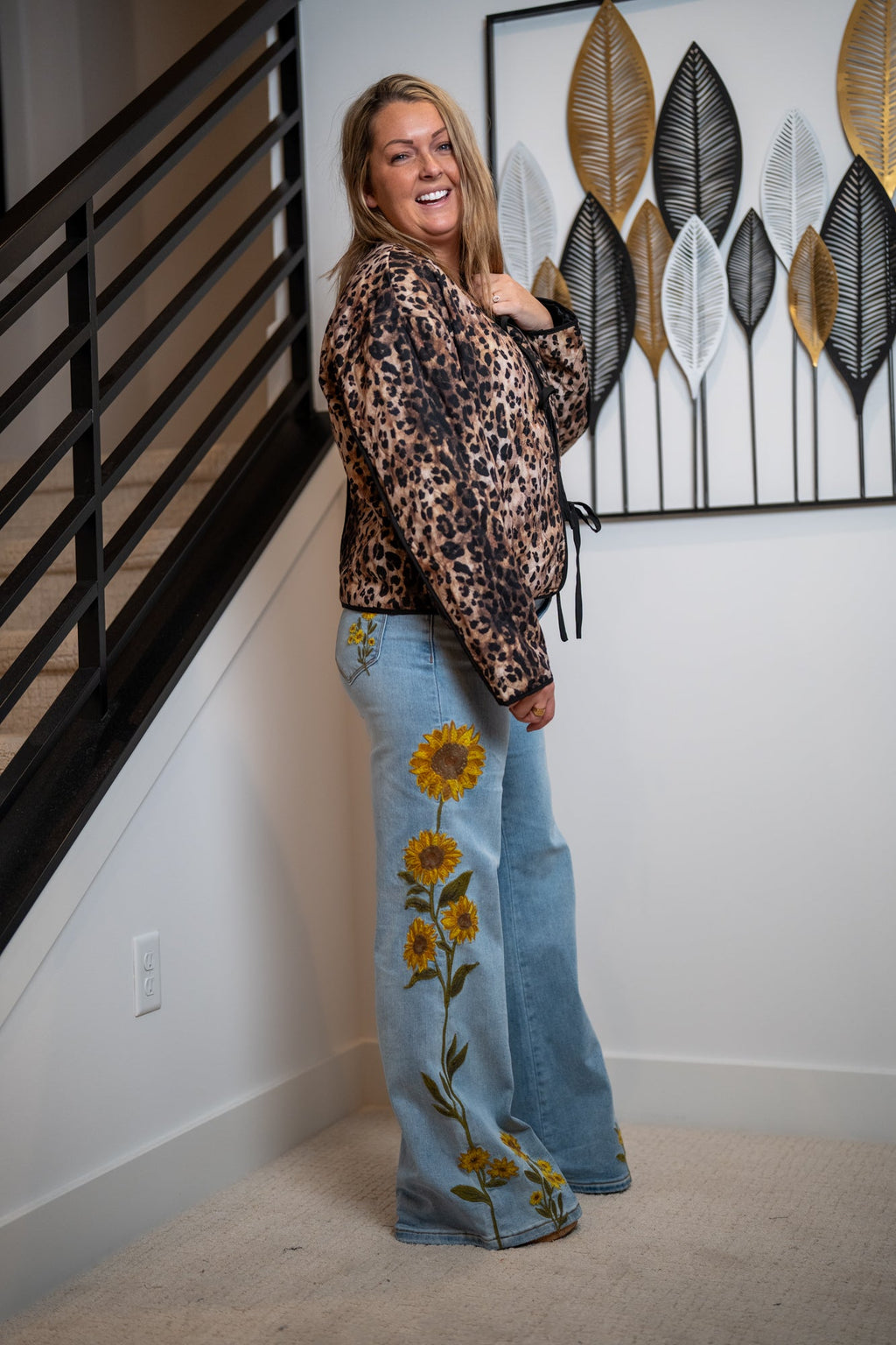 Easel Animal Print Quilted Jacket