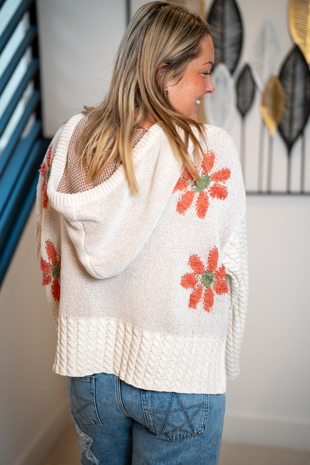 Mello Hooded Sweater with Floral Pattern