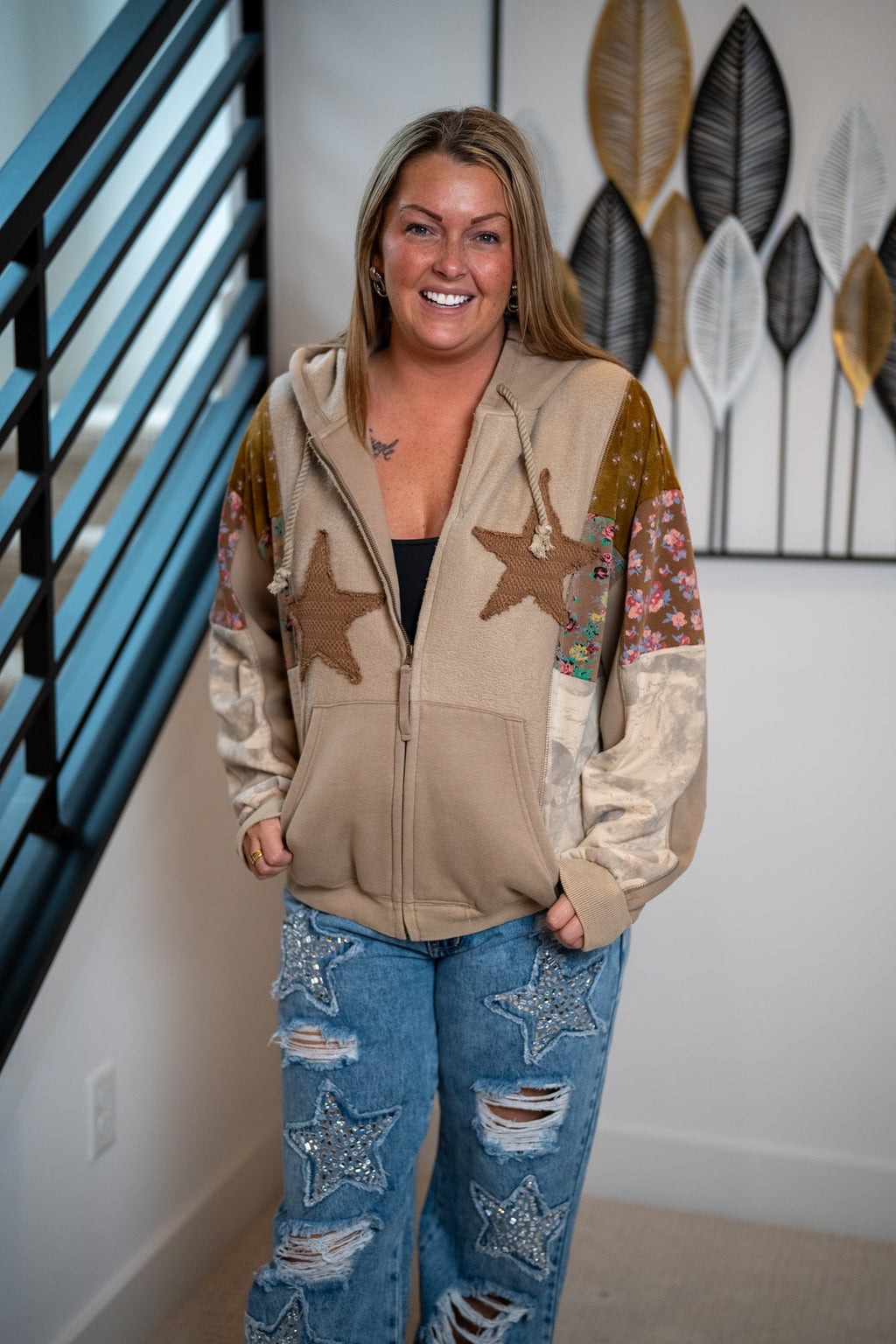 Easel Multi Print Terry Hoodie