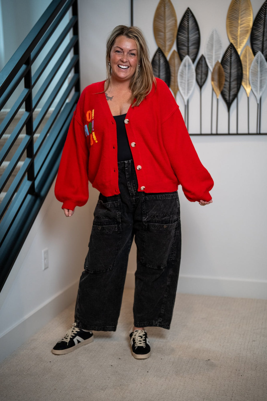 Mello Christmas Lettering Cardigan