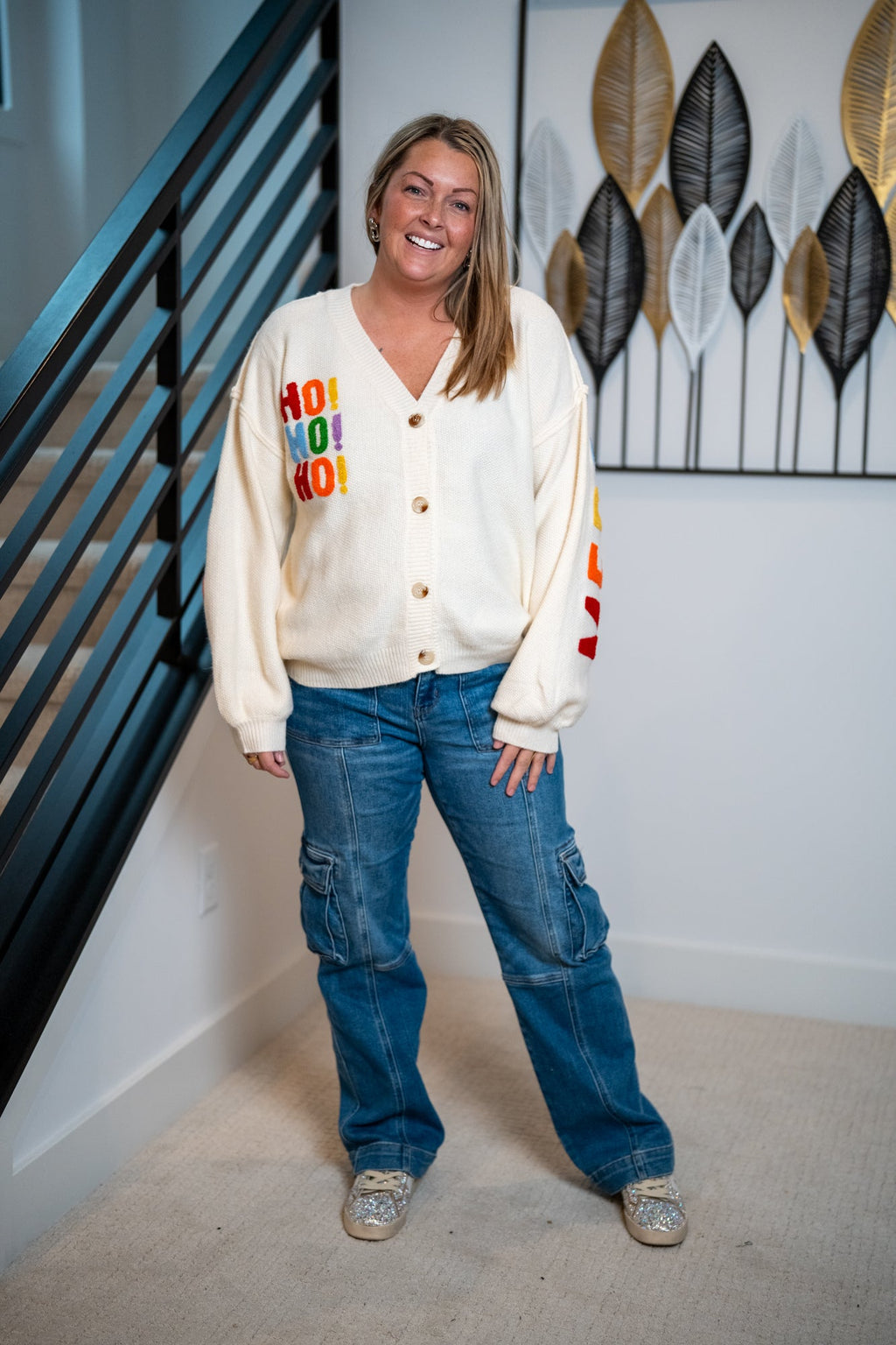 Mello Christmas Lettering Cardigan